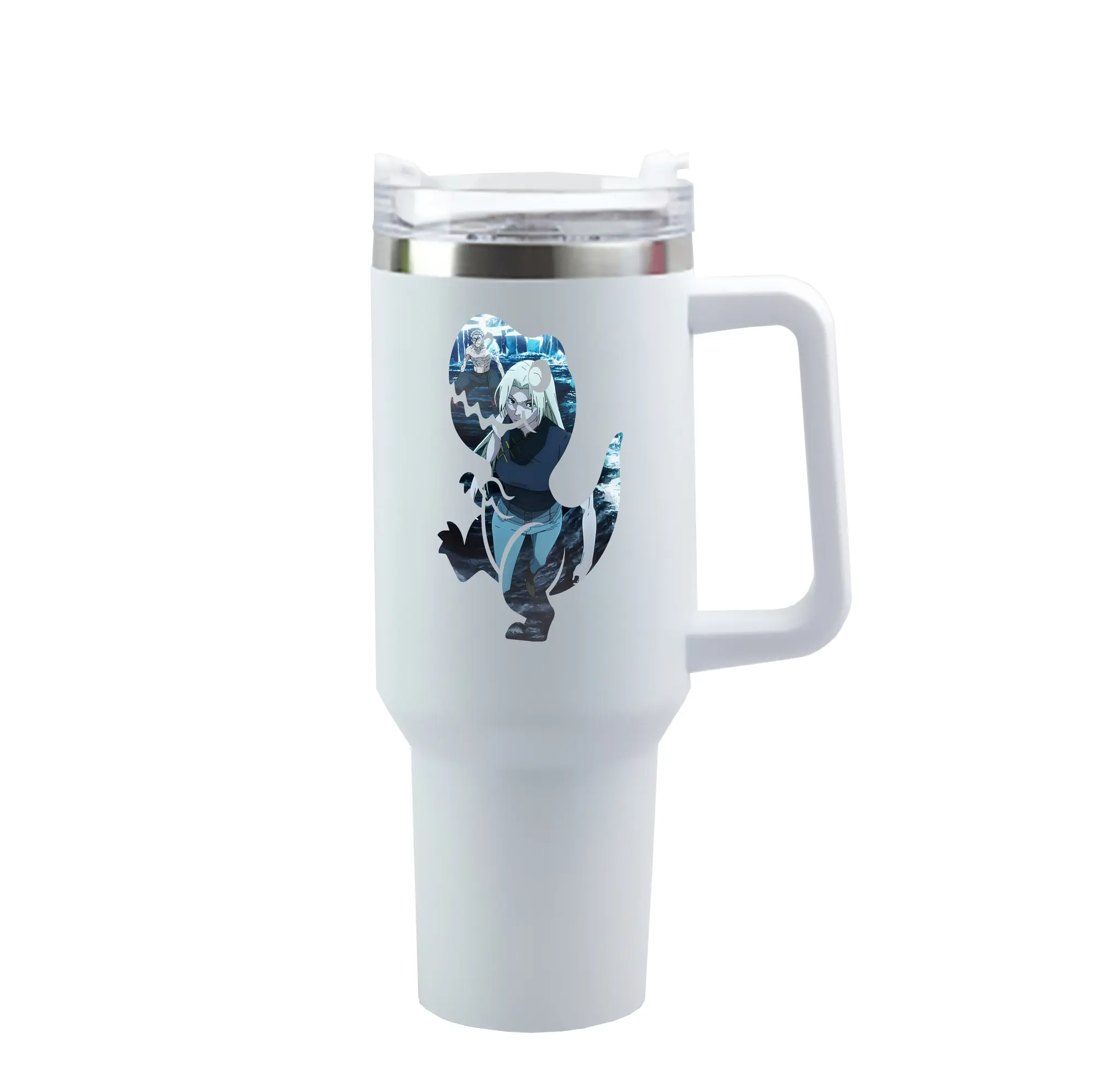 呪術廻戦 グッズ,九十九 由基 - 1200mL 車用タンブラー ・ クリスタルステッカー ・ 304ステンレス 内側 ・ 201ステンレス 外側 ・ 保温 保冷 ・ ハンドル＆ストロー付き ・ 通勤 ドライブ アウトドア用