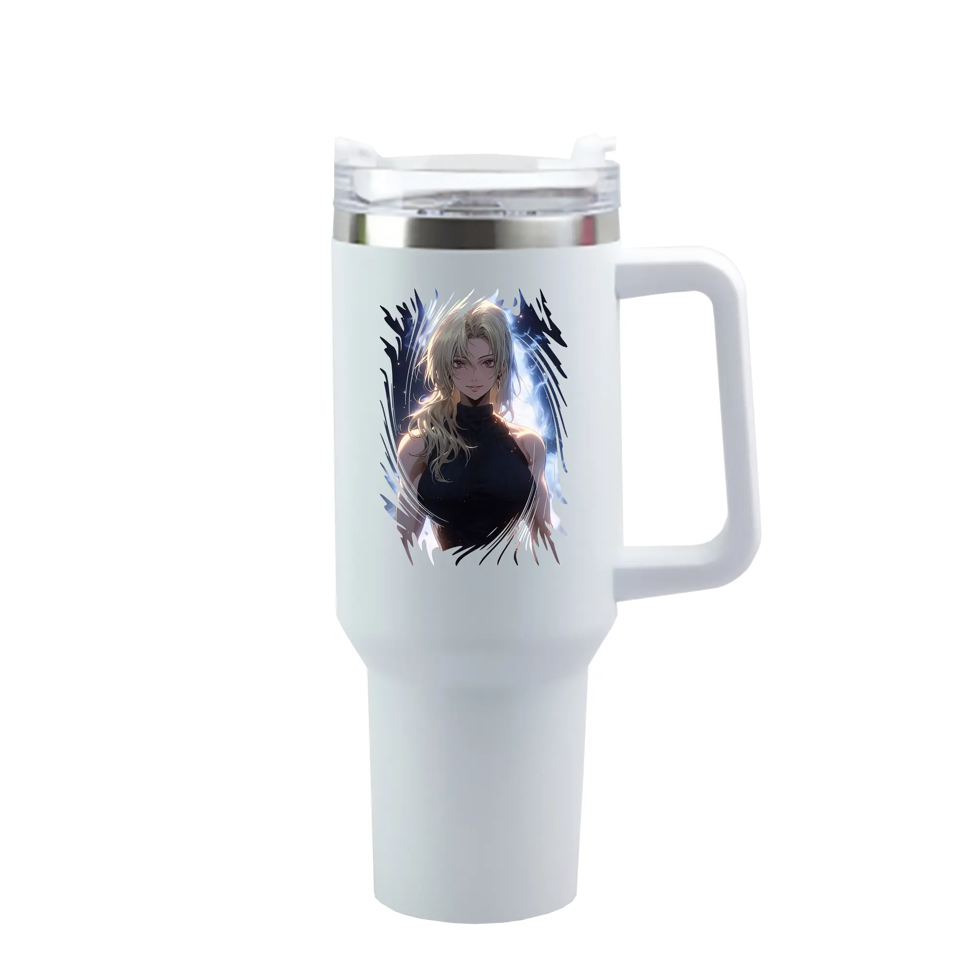 呪術廻戦 グッズ,九十九 由基 - 1200mL 車用タンブラー ・ クリスタルステッカー ・ 304ステンレス 内側 ・ 201ステンレス 外側 ・ 保温 保冷 ・ ハンドル＆ストロー付き ・ 通勤 ドライブ アウトドア用