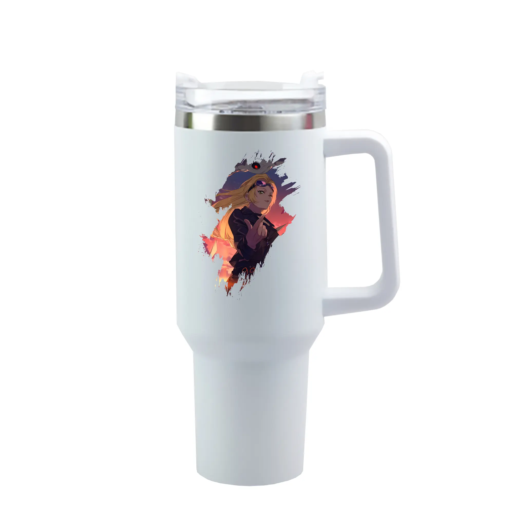 呪術廻戦 グッズ,九十九 由基 - 1200mL 車用タンブラー ・ クリスタルステッカー ・ 304ステンレス 内側 ・ 201ステンレス 外側 ・ 保温 保冷 ・ ハンドル＆ストロー付き ・ 通勤 ドライブ アウトドア用