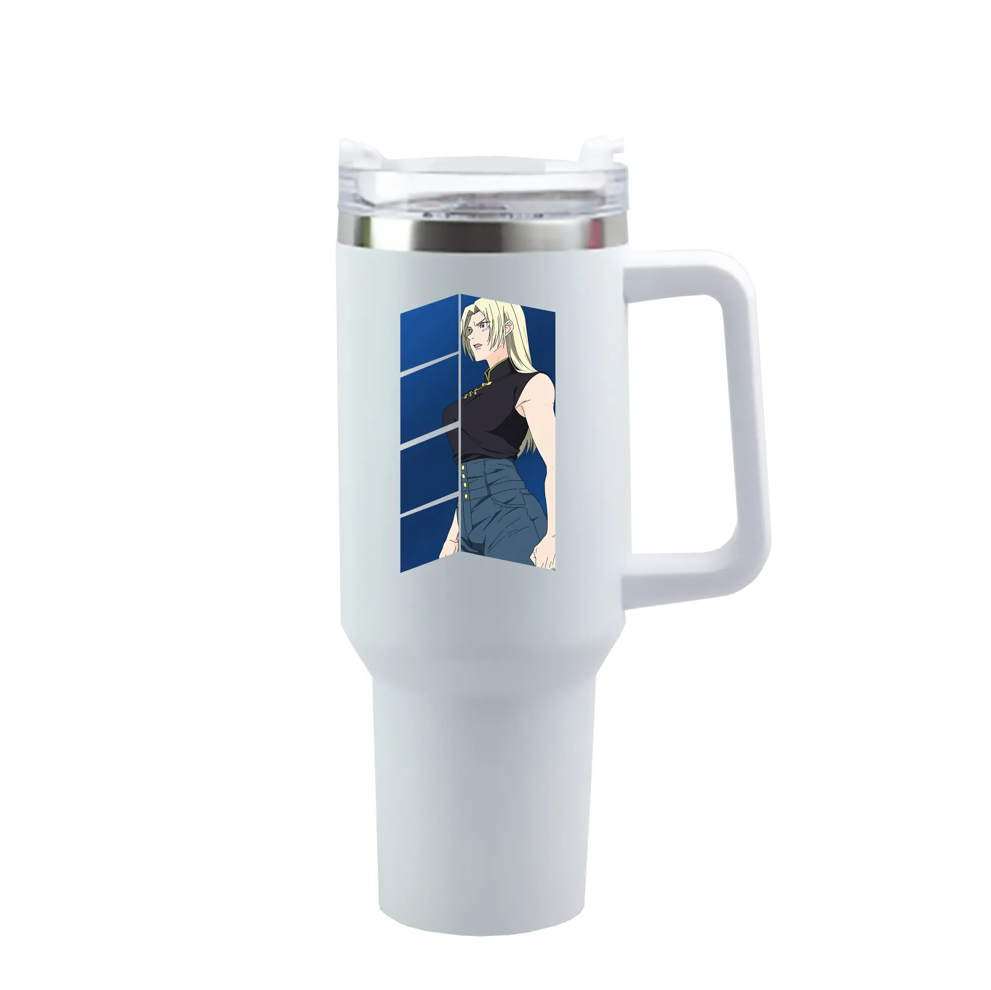 呪術廻戦 グッズ,九十九 由基 - 1200mL 車用タンブラー ・ クリスタルステッカー ・ 304ステンレス 内側 ・ 201ステンレス 外側 ・ 保温 保冷 ・ ハンドル＆ストロー付き ・ 通勤 ドライブ アウトドア用