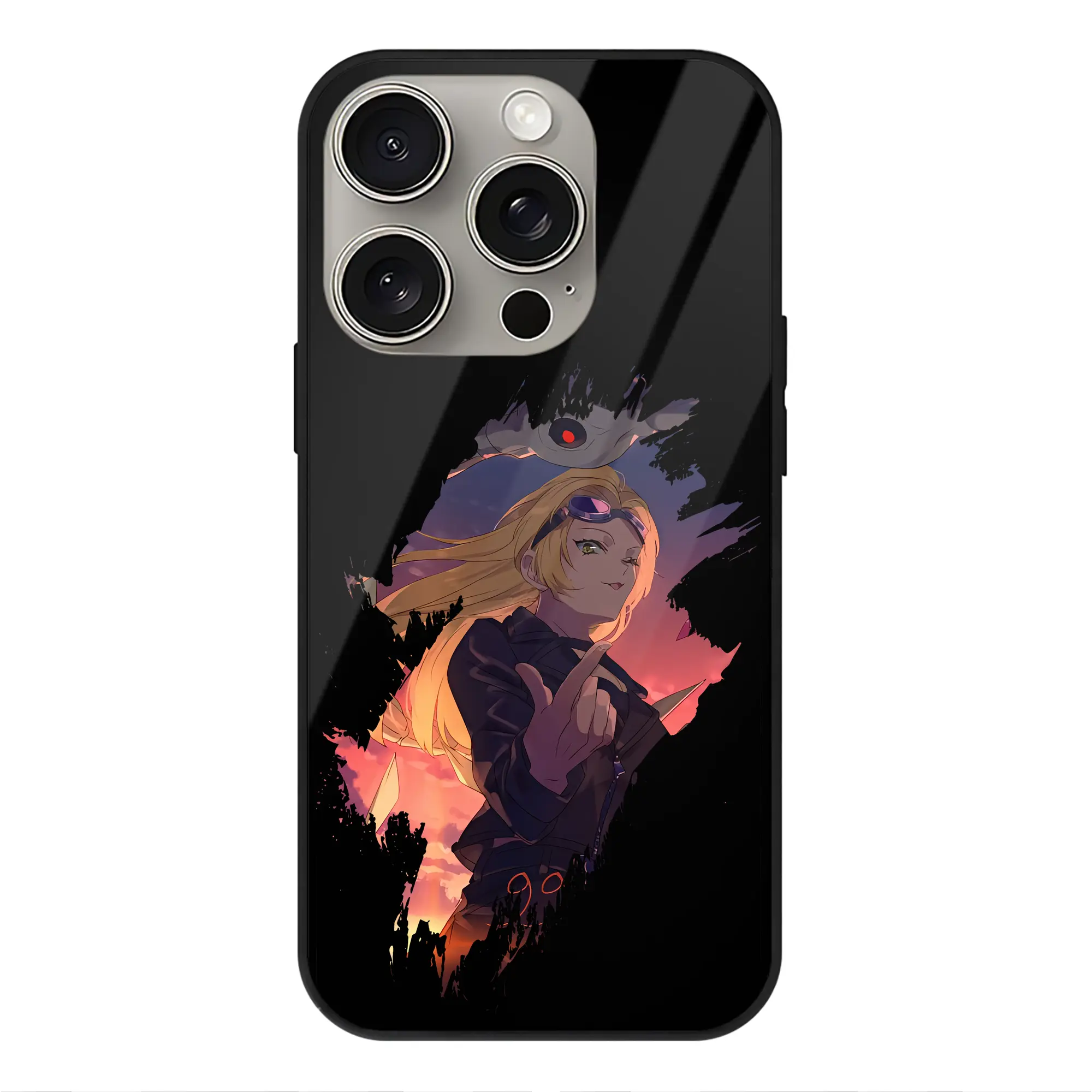 呪術廻戦 グッズ,九十九 由基 - IPhone15Pro対応 ・ スマホケース ・ 背面ガラス ・ TPU+強化ガラス ・ 耐衝撃 ・ 黄変防止 ・ ワイヤレス充電対応 ・ 3D立体ボタン