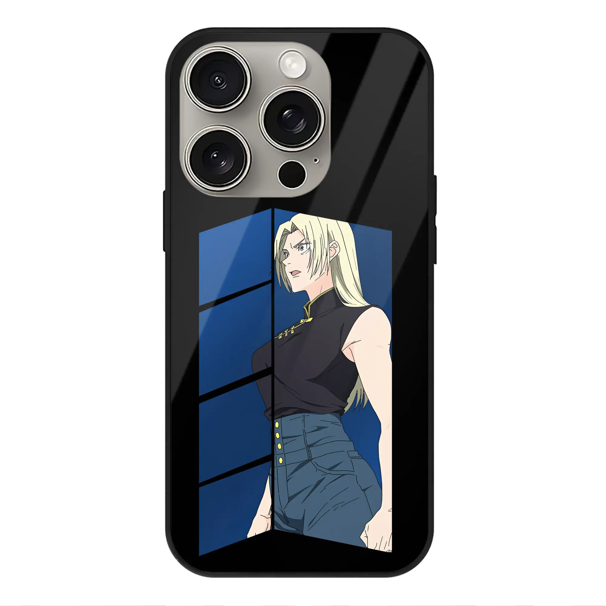 呪術廻戦 グッズ,九十九 由基 - IPhone15Pro対応 ・ スマホケース ・ 背面ガラス ・ TPU+強化ガラス ・ 耐衝撃 ・ 黄変防止 ・ ワイヤレス充電対応 ・ 3D立体ボタン