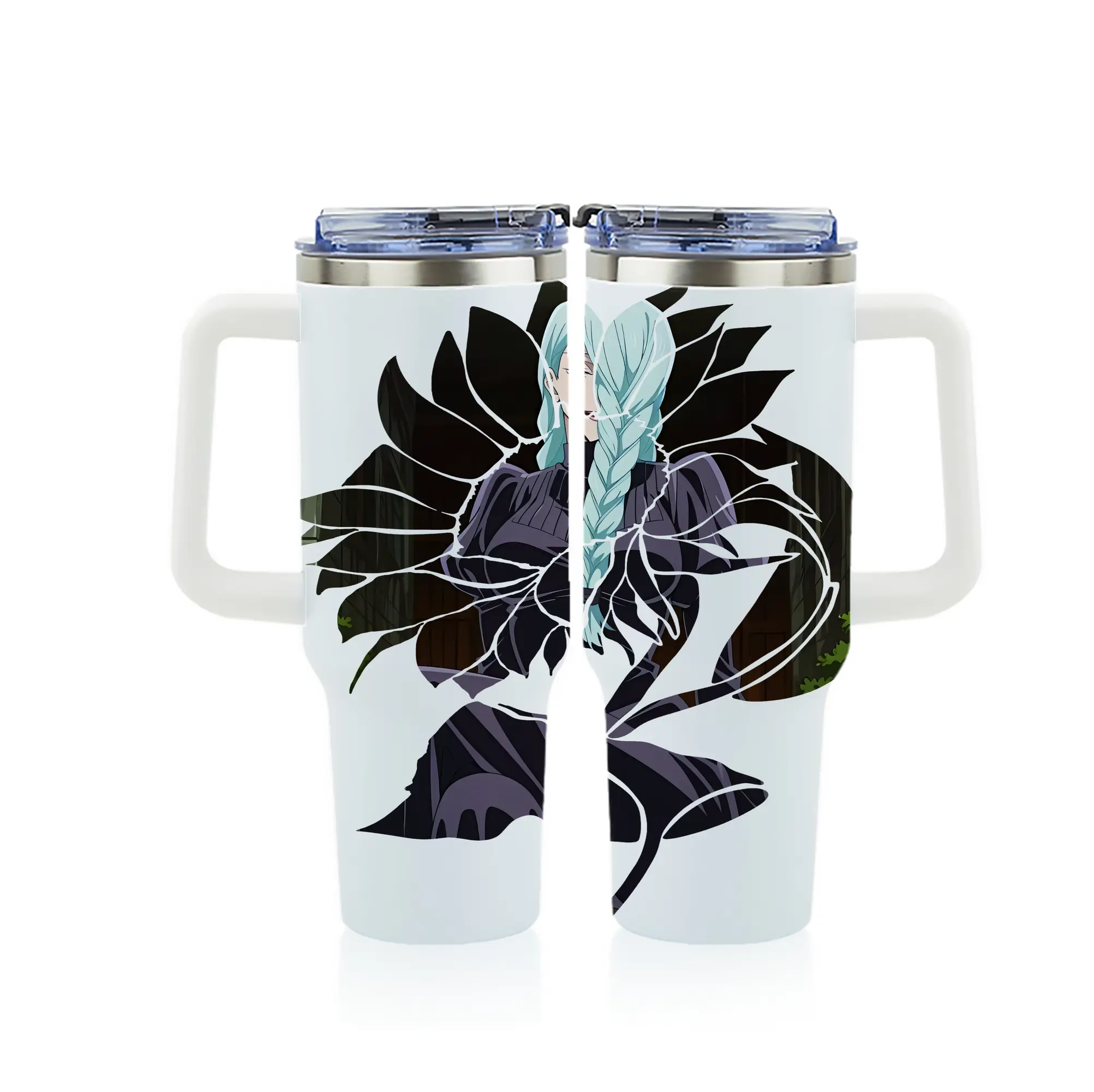 呪術廻戦 グッズ,冥冥 - 1200mL フルプリント車用タンブラー ・ 304ステンレス 内側 ・ 201ステンレス 外側 ・ 保温 保冷 ・ 通勤 ドライブ アウトドア用