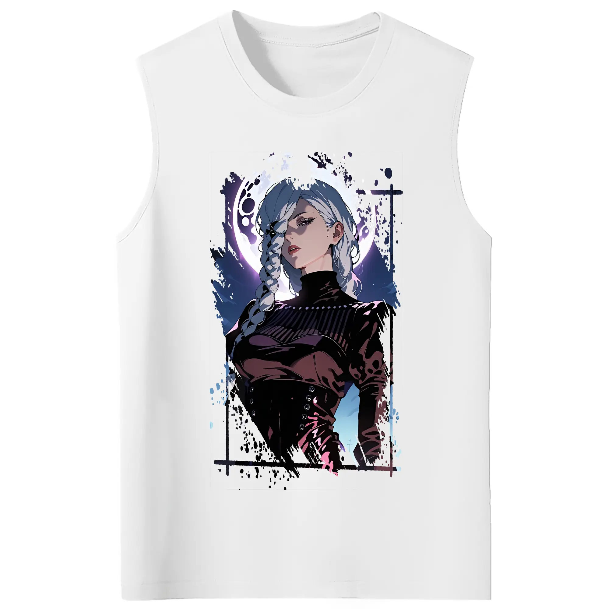 呪術廻戦 グッズ,冥冥 - コットン100％ タンクトップ ・ フロントプリント ・ タイトフィット ・ 快適 通気性 ・ スポーツ カジュアル 散歩用