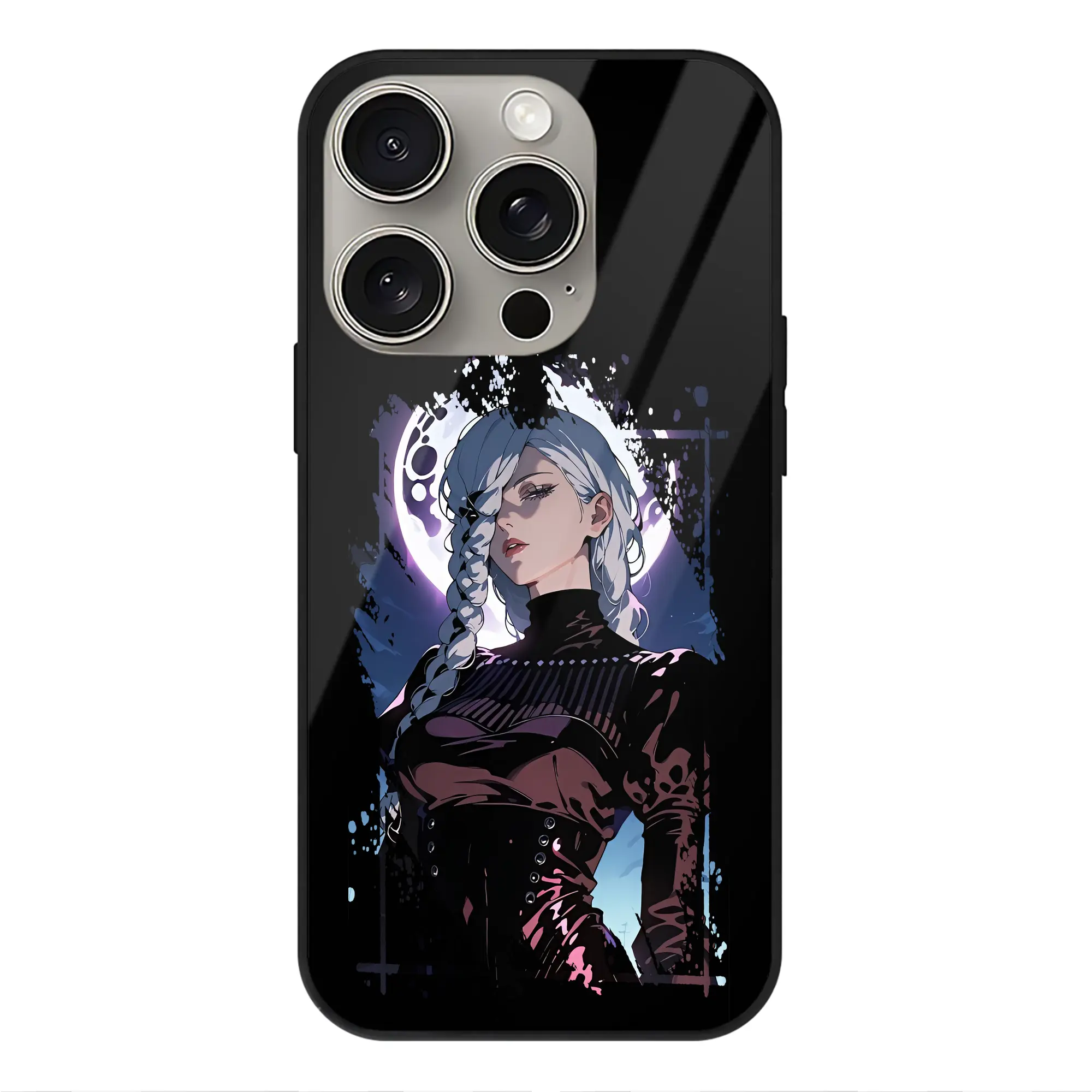 呪術廻戦 グッズ,冥冥 - IPhone15Pro対応 ・ スマホケース ・ 背面ガラス ・ TPU+強化ガラス ・ 耐衝撃 ・ 黄変防止 ・ ワイヤレス充電対応 ・ 3D立体ボタン