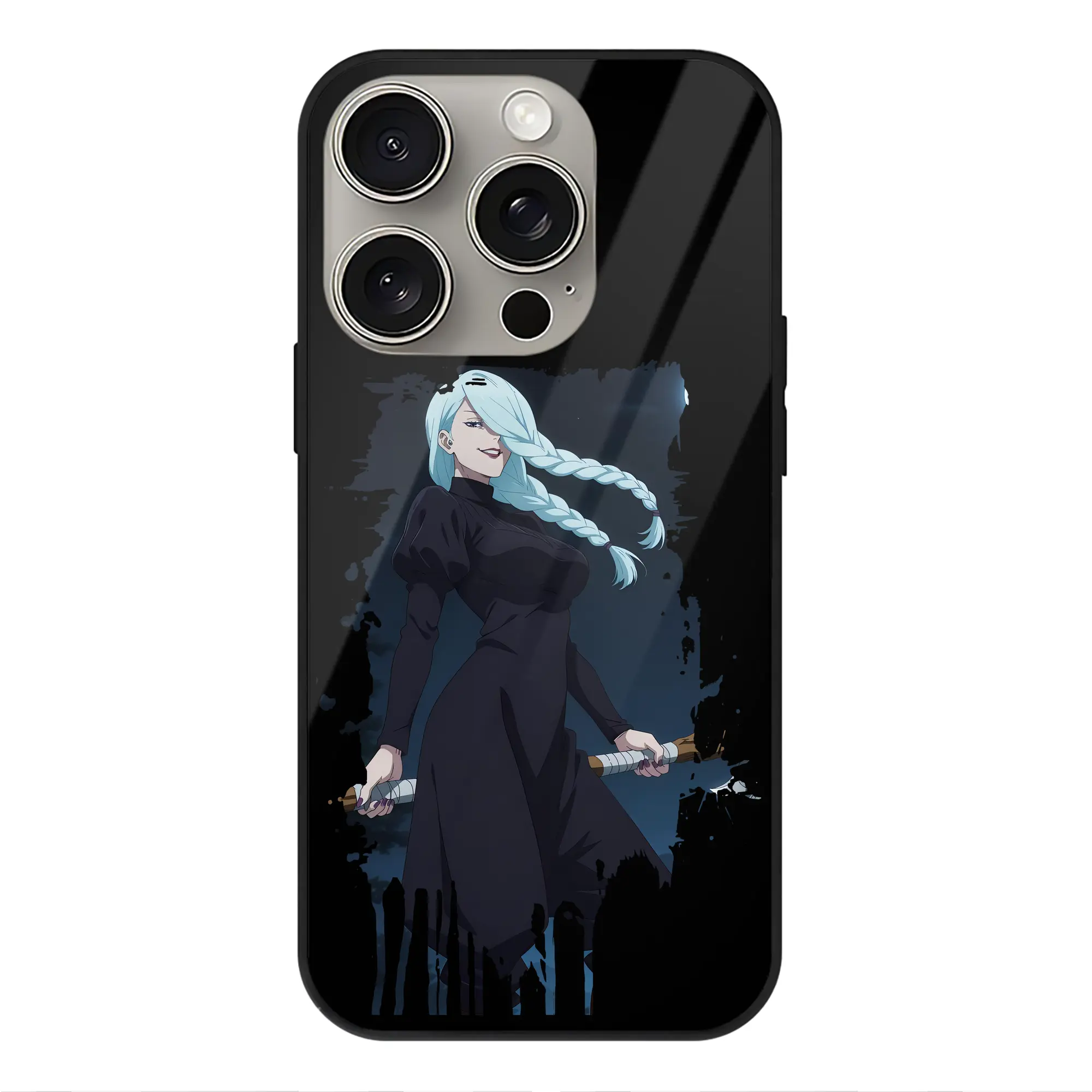 呪術廻戦 グッズ,冥冥 - IPhone15Pro対応 ・ スマホケース ・ 背面ガラス ・ TPU+強化ガラス ・ 耐衝撃 ・ 黄変防止 ・ ワイヤレス充電対応 ・ 3D立体ボタン