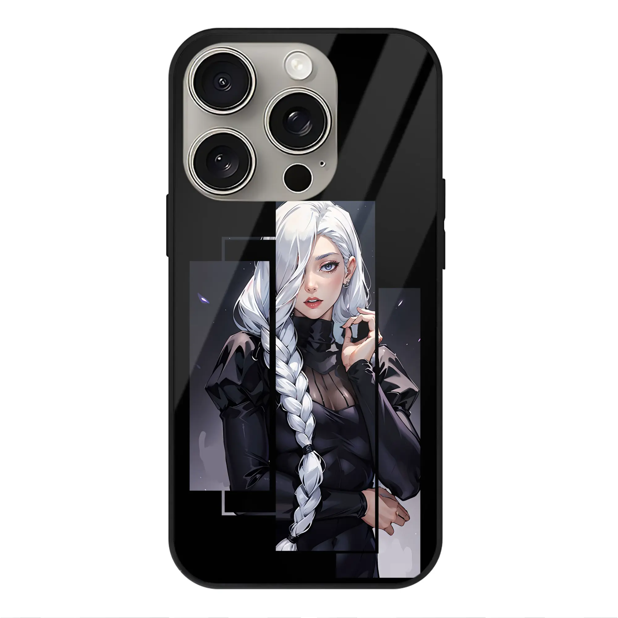 呪術廻戦 グッズ,冥冥 - IPhone15Pro対応 ・ スマホケース ・ 背面ガラス ・ TPU+強化ガラス ・ 耐衝撃 ・ 黄変防止 ・ ワイヤレス充電対応 ・ 3D立体ボタン