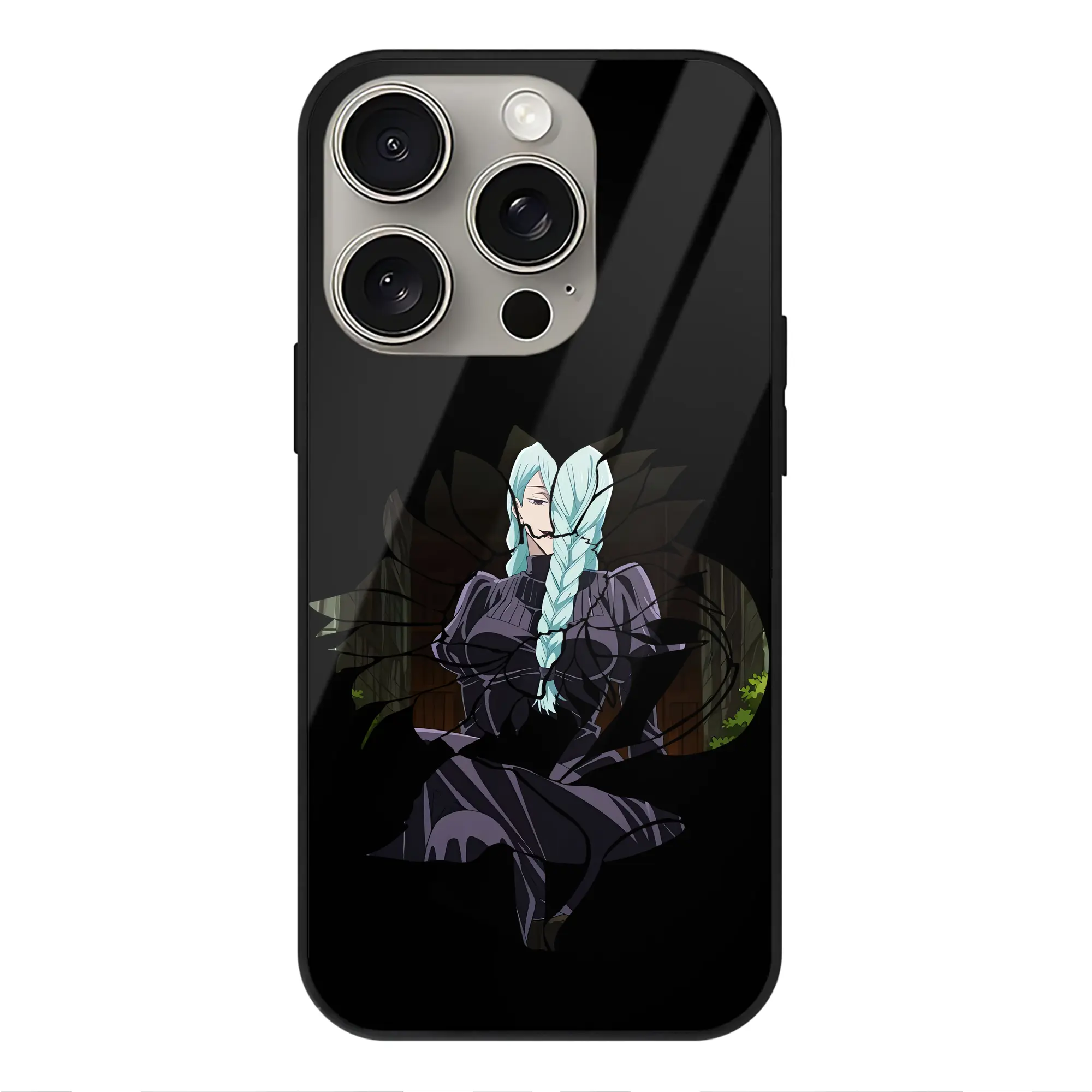 呪術廻戦 グッズ,冥冥 - IPhone15Pro対応 ・ スマホケース ・ 背面ガラス ・ TPU+強化ガラス ・ 耐衝撃 ・ 黄変防止 ・ ワイヤレス充電対応 ・ 3D立体ボタン