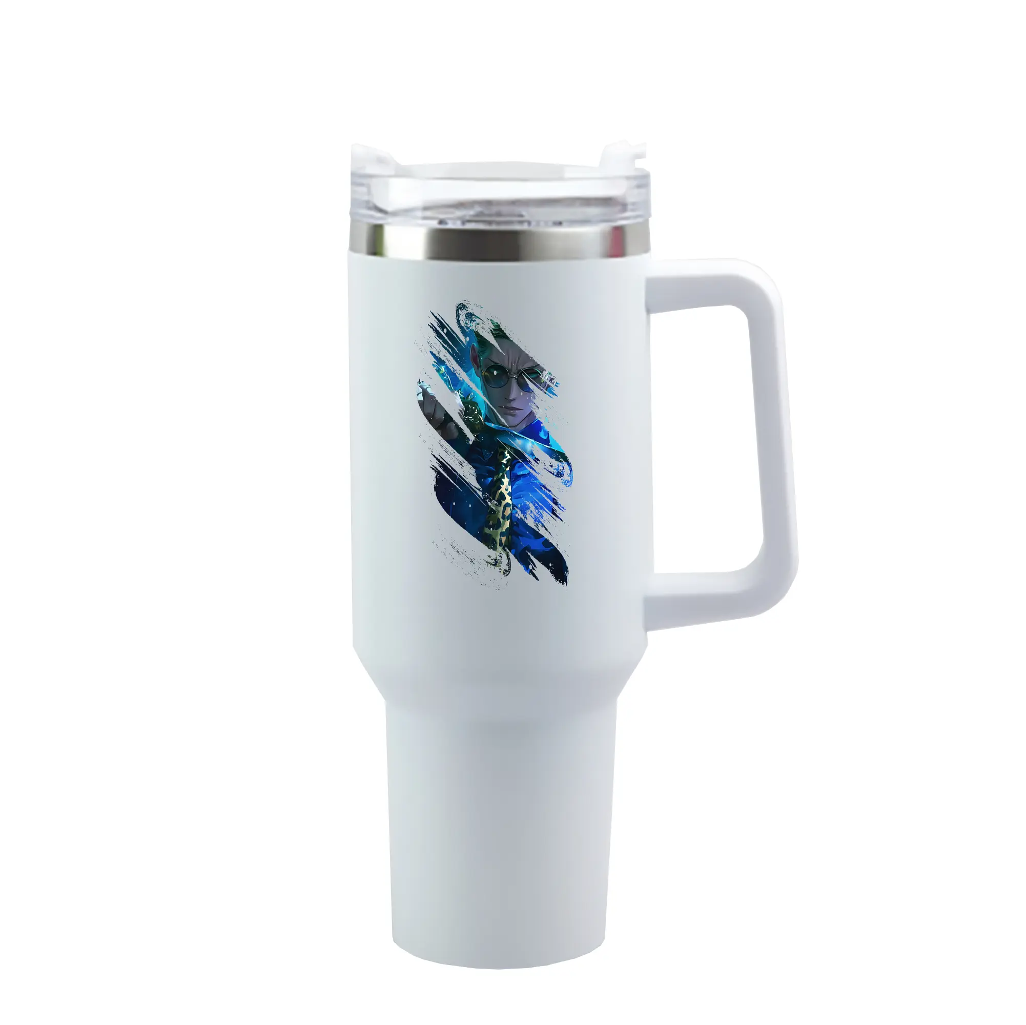 呪術廻戦 グッズ,七海 建人 - 1200mL 車用タンブラー ・ クリスタルステッカー ・ 304ステンレス 内側 ・ 201ステンレス 外側 ・ 保温 保冷 ・ ハンドル＆ストロー付き ・ 通勤 ドライブ アウトドア用