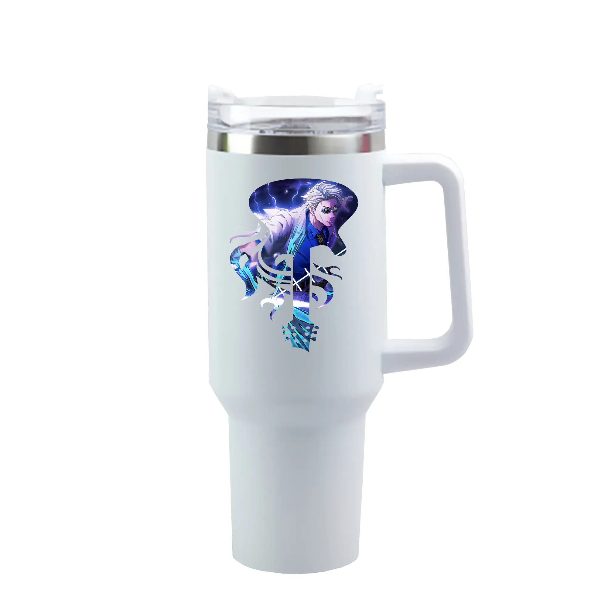 呪術廻戦 グッズ,七海 建人 - 1200mL 車用タンブラー ・ クリスタルステッカー ・ 304ステンレス 内側 ・ 201ステンレス 外側 ・ 保温 保冷 ・ ハンドル＆ストロー付き ・ 通勤 ドライブ アウトドア用
