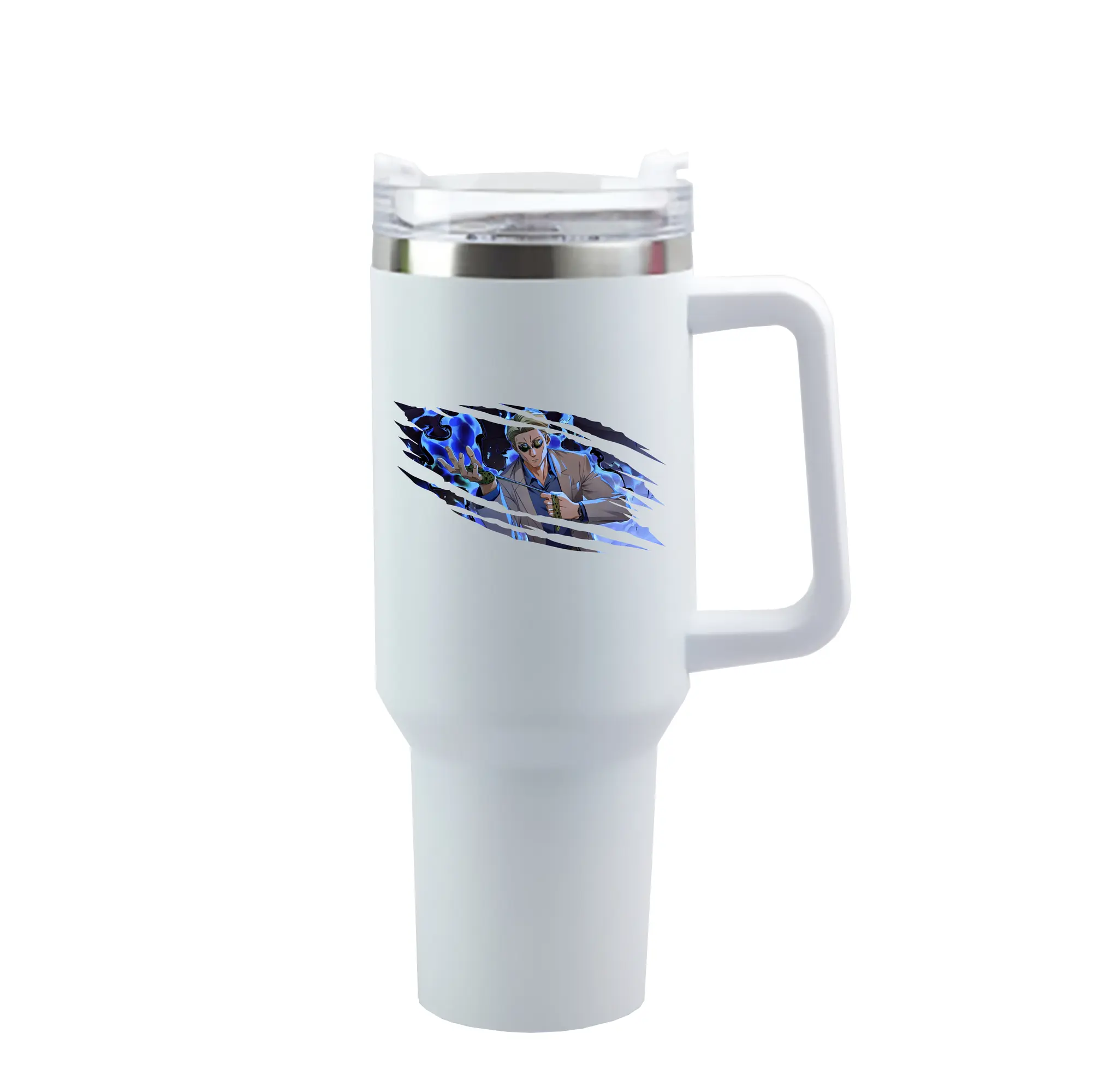 呪術廻戦 グッズ,七海 建人 - 1200mL 車用タンブラー ・ クリスタルステッカー ・ 304ステンレス 内側 ・ 201ステンレス 外側 ・ 保温 保冷 ・ ハンドル＆ストロー付き ・ 通勤 ドライブ アウトドア用