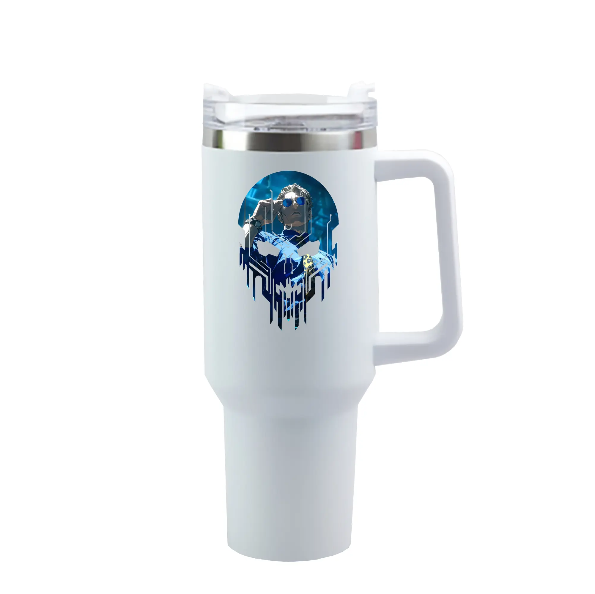 呪術廻戦 グッズ,七海 建人 - 1200mL 車用タンブラー ・ クリスタルステッカー ・ 304ステンレス 内側 ・ 201ステンレス 外側 ・ 保温 保冷 ・ ハンドル＆ストロー付き ・ 通勤 ドライブ アウトドア用