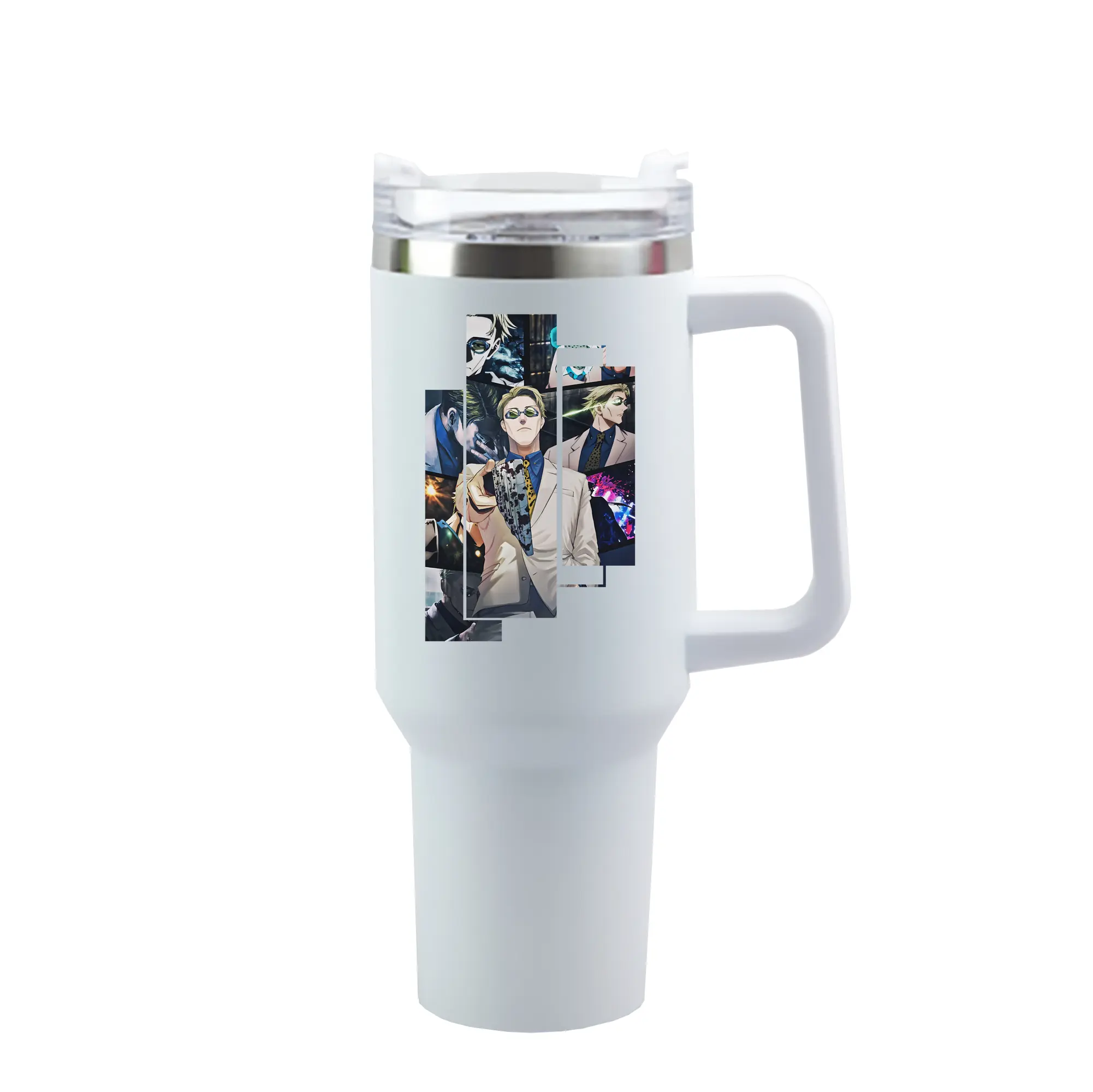 呪術廻戦 グッズ,七海 建人 - 1200mL 車用タンブラー ・ クリスタルステッカー ・ 304ステンレス 内側 ・ 201ステンレス 外側 ・ 保温 保冷 ・ ハンドル＆ストロー付き ・ 通勤 ドライブ アウトドア用