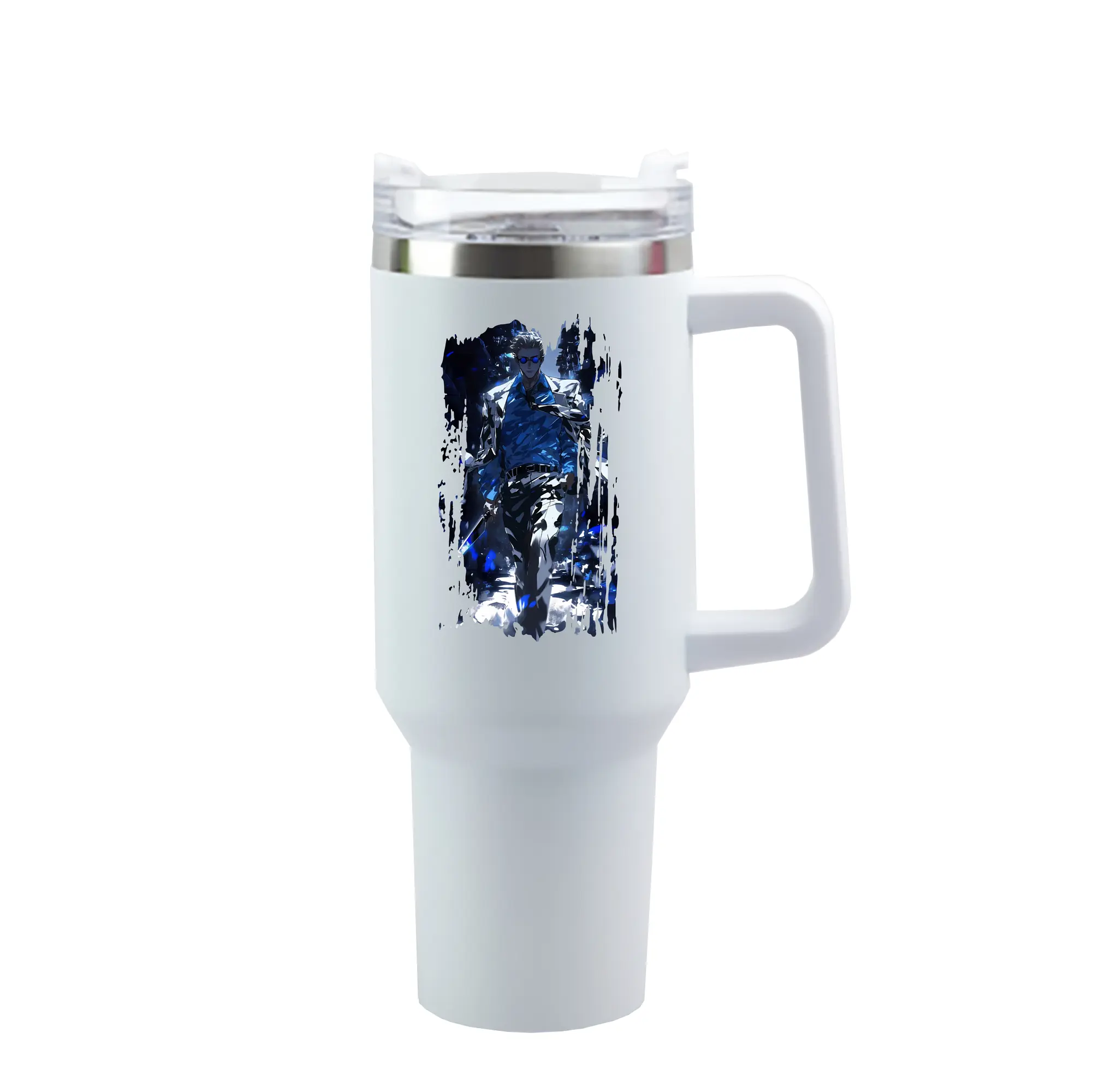 呪術廻戦 グッズ,七海 建人 - 1200mL 車用タンブラー ・ クリスタルステッカー ・ 304ステンレス 内側 ・ 201ステンレス 外側 ・ 保温 保冷 ・ ハンドル＆ストロー付き ・ 通勤 ドライブ アウトドア用