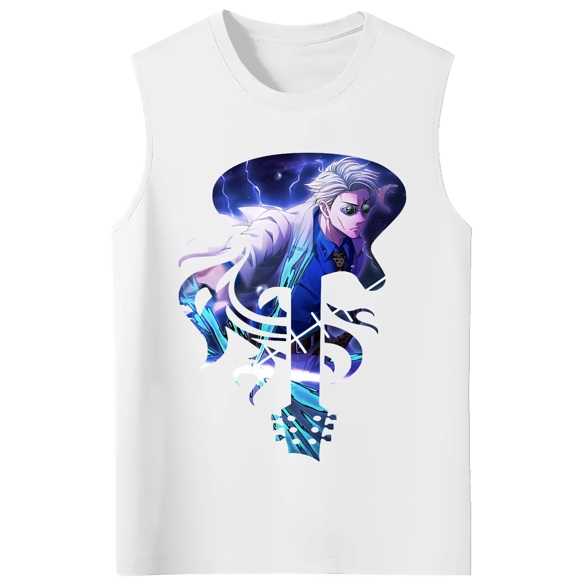 呪術廻戦 グッズ,七海 建人 - コットン100％ タンクトップ ・ フロントプリント ・ タイトフィット ・ 快適 通気性 ・ スポーツ カジュアル 散歩用