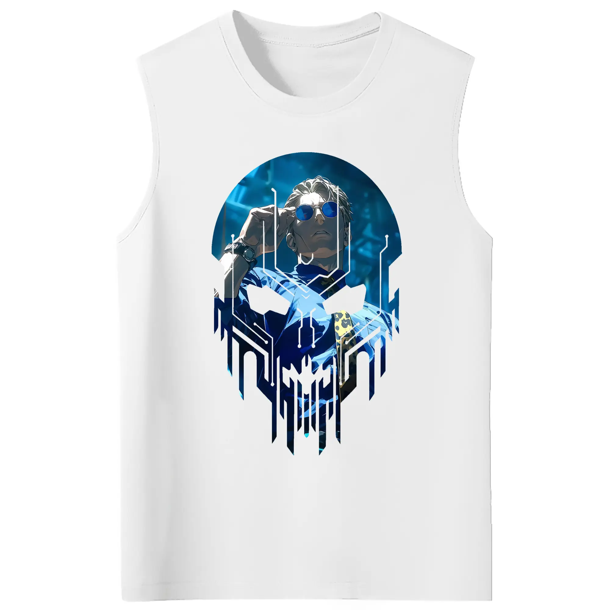 呪術廻戦 グッズ,七海 建人 - コットン100％ タンクトップ ・ フロントプリント ・ タイトフィット ・ 快適 通気性 ・ スポーツ カジュアル 散歩用