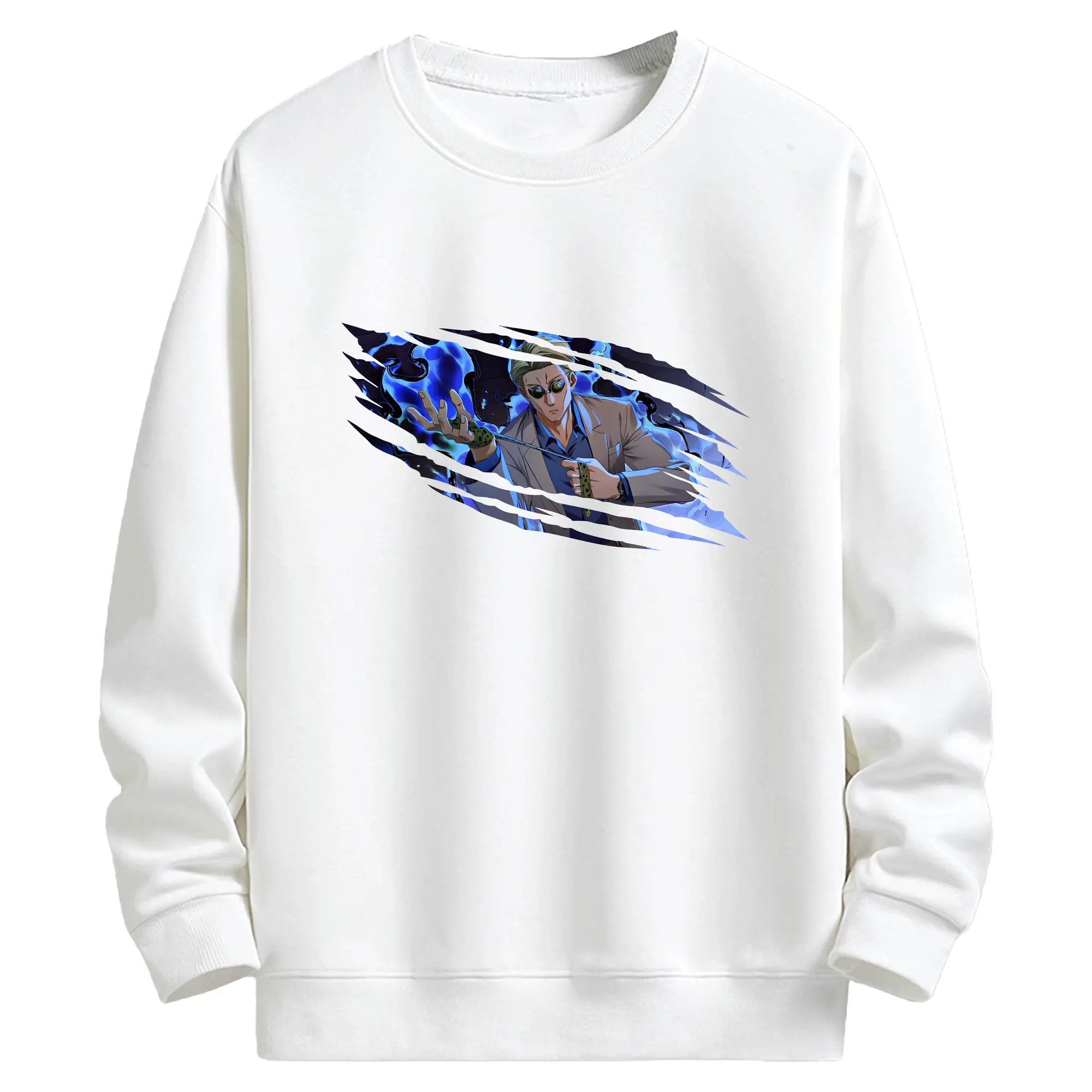 呪術廻戦 グッズ,七海 建人 - 高品質 クルーネック スウェット ・ コットン59％ ポリエステル41％ ・ ユニセックス 長袖 トレーナー ・ カジュアル デイリー スポーツ 散歩用