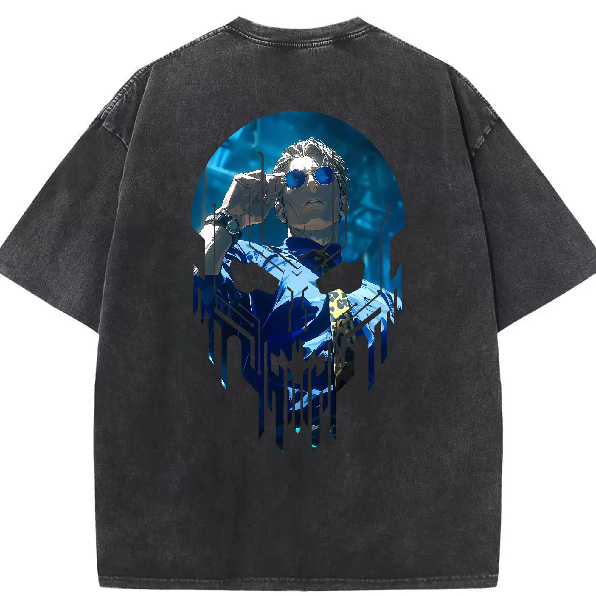 呪術廻戦 グッズ,七海 建人 - 綿100％ ヴィンテージ風 半袖Tシャツ ・ 背面プリント ・ 柔らか肌触り ・ 通気性 快適 ・ スポーツ カジュアル 外出用