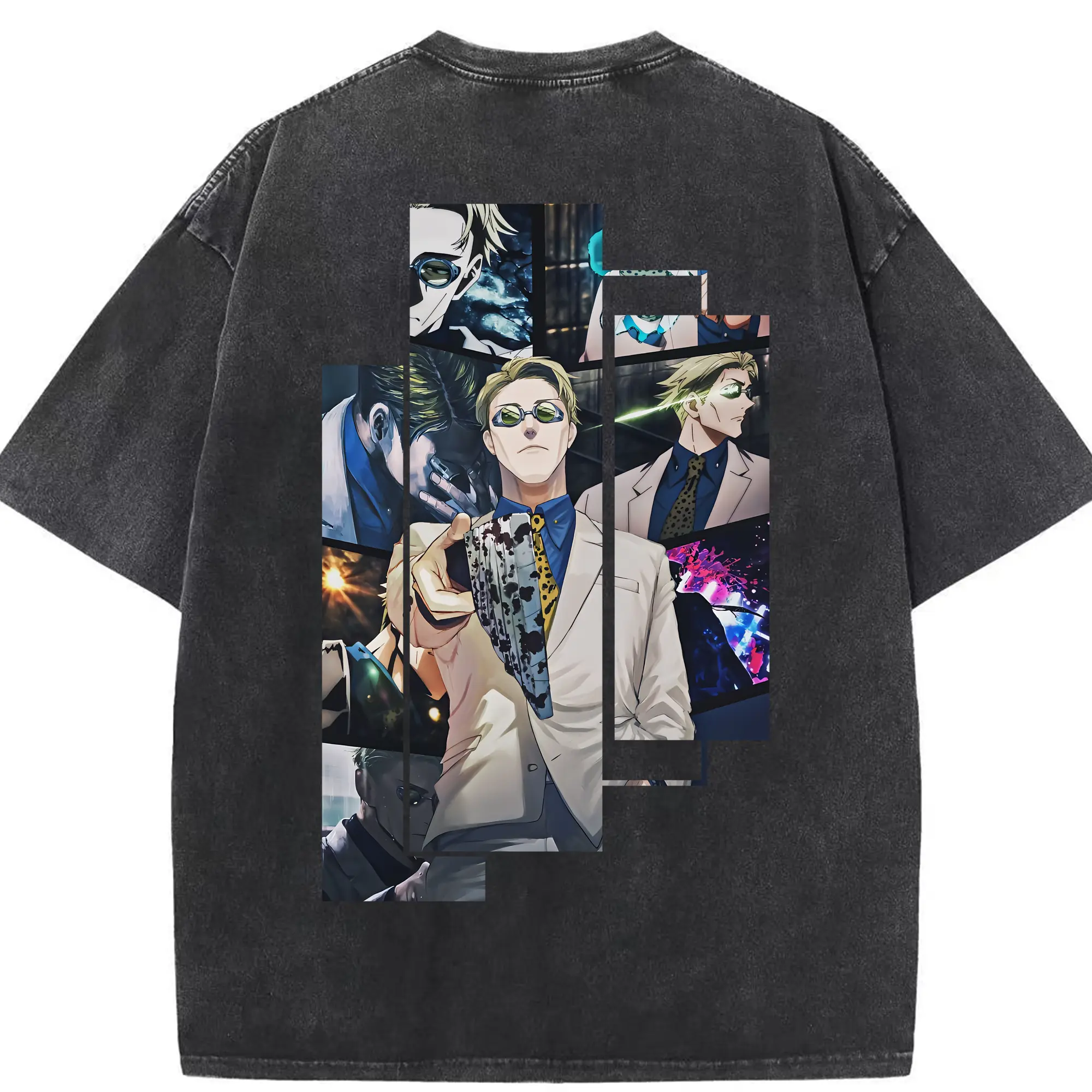 呪術廻戦 グッズ,七海 建人 - 綿100％ ヴィンテージ風 半袖Tシャツ ・ 背面プリント ・ 柔らか肌触り ・ 通気性 快適 ・ スポーツ カジュアル 外出用