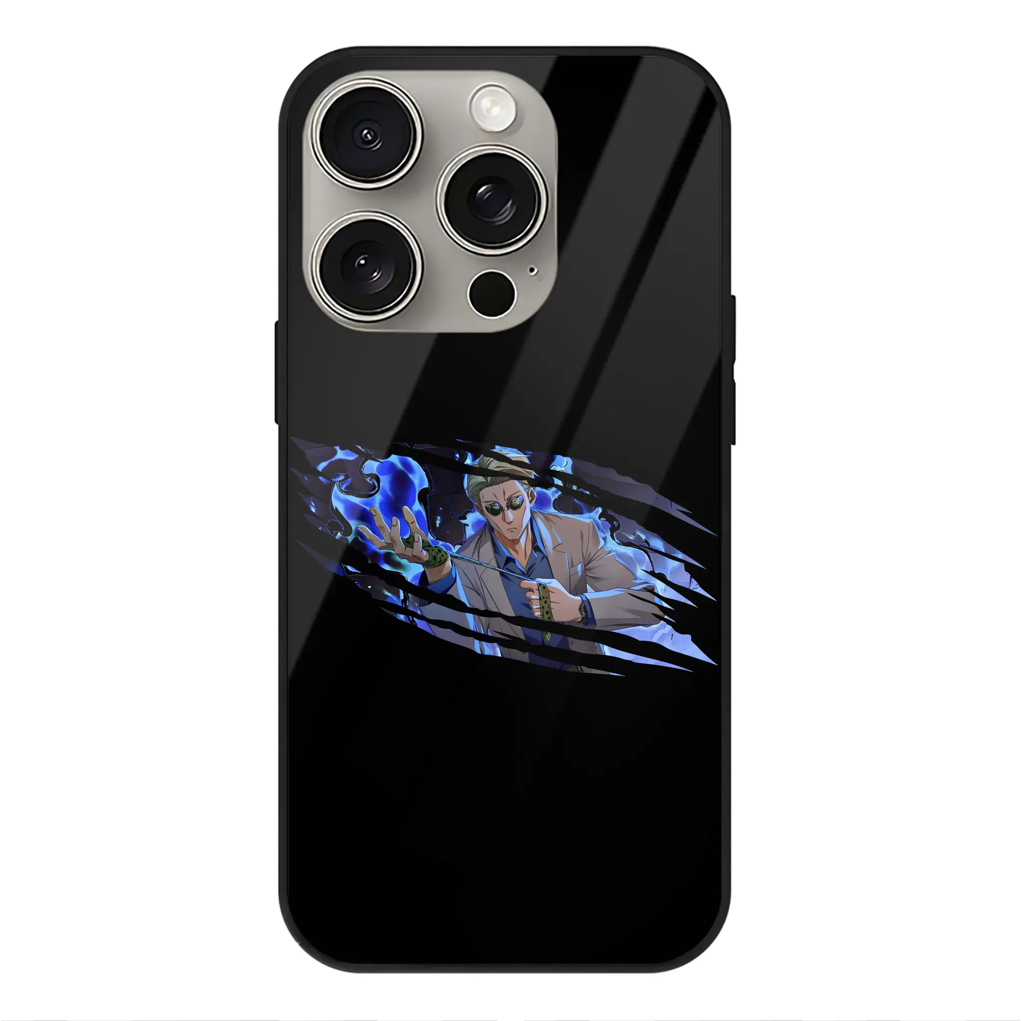 呪術廻戦 グッズ,七海 建人 - IPhone15Pro対応 ・ スマホケース ・ 背面ガラス ・ TPU+強化ガラス ・ 耐衝撃 ・ 黄変防止 ・ ワイヤレス充電対応 ・ 3D立体ボタン