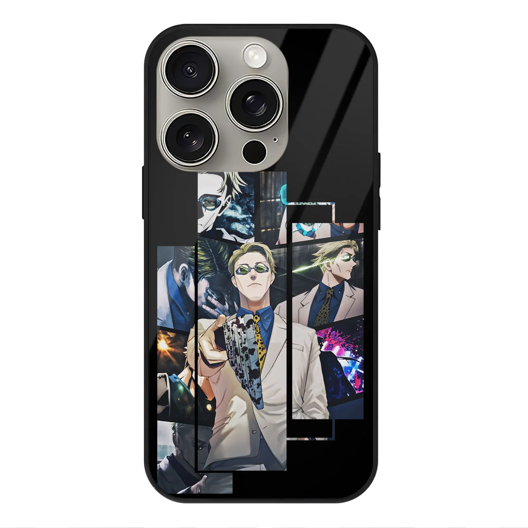 呪術廻戦 グッズ,七海 建人 - IPhone15Pro対応 ・ スマホケース ・ 背面ガラス ・ TPU+強化ガラス ・ 耐衝撃 ・ 黄変防止 ・ ワイヤレス充電対応 ・ 3D立体ボタン