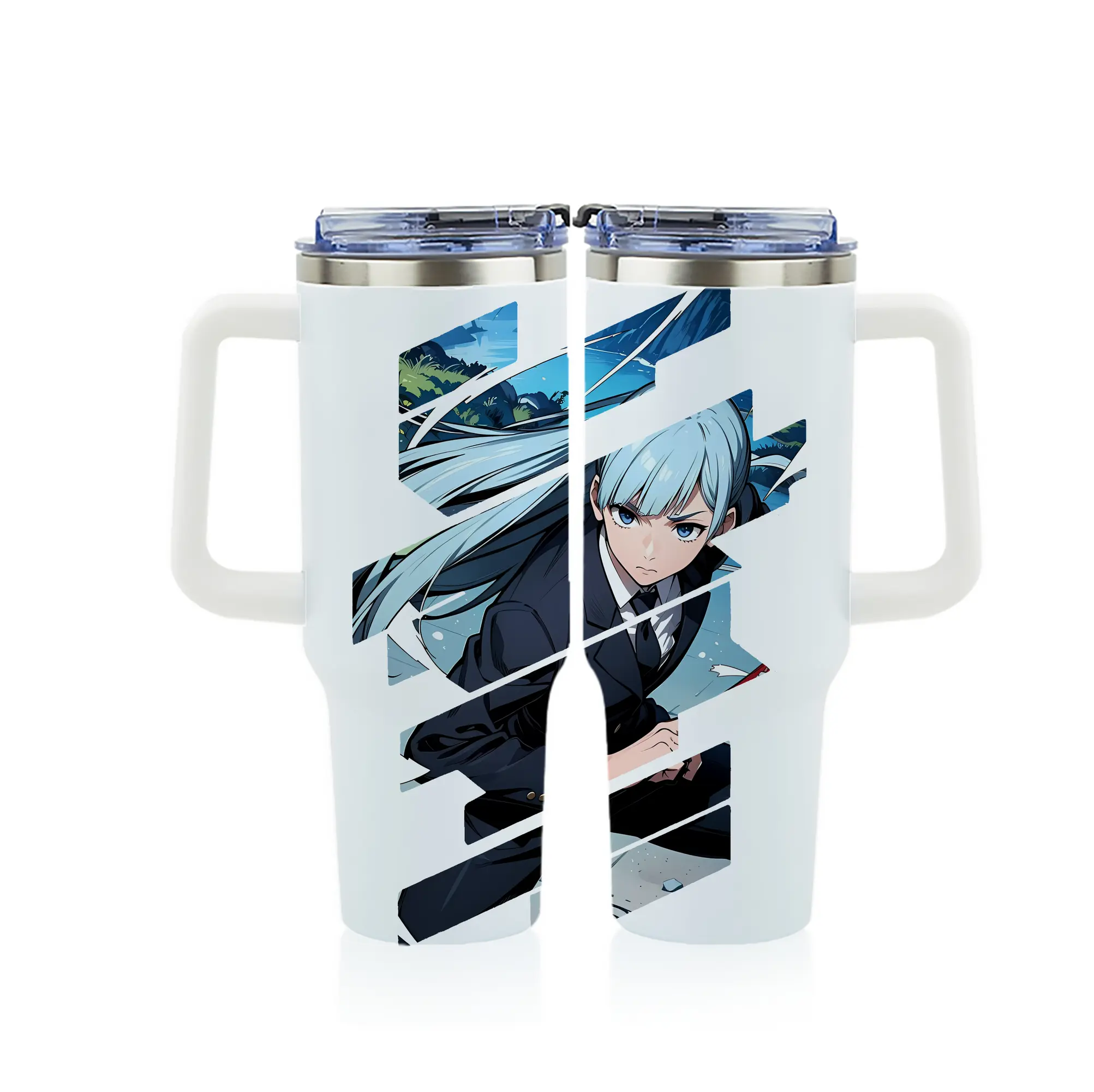 呪術廻戦 グッズ,三輪 霞 - 1200mL フルプリント車用タンブラー ・ 304ステンレス 内側 ・ 201ステンレス 外側 ・ 保温 保冷 ・ 通勤 ドライブ アウトドア用