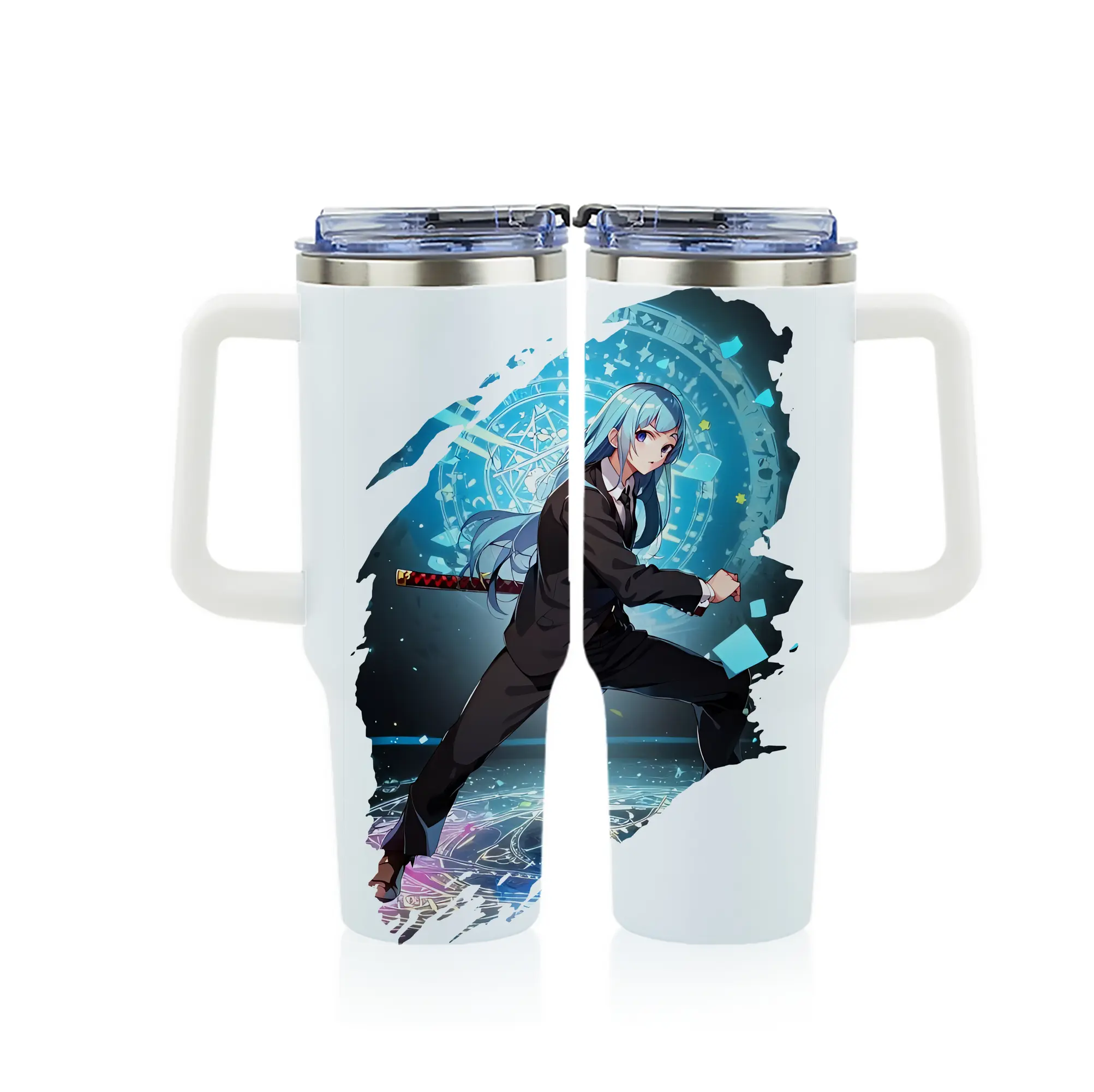 呪術廻戦 グッズ,三輪 霞 - 1200mL フルプリント車用タンブラー ・ 304ステンレス 内側 ・ 201ステンレス 外側 ・ 保温 保冷 ・ 通勤 ドライブ アウトドア用