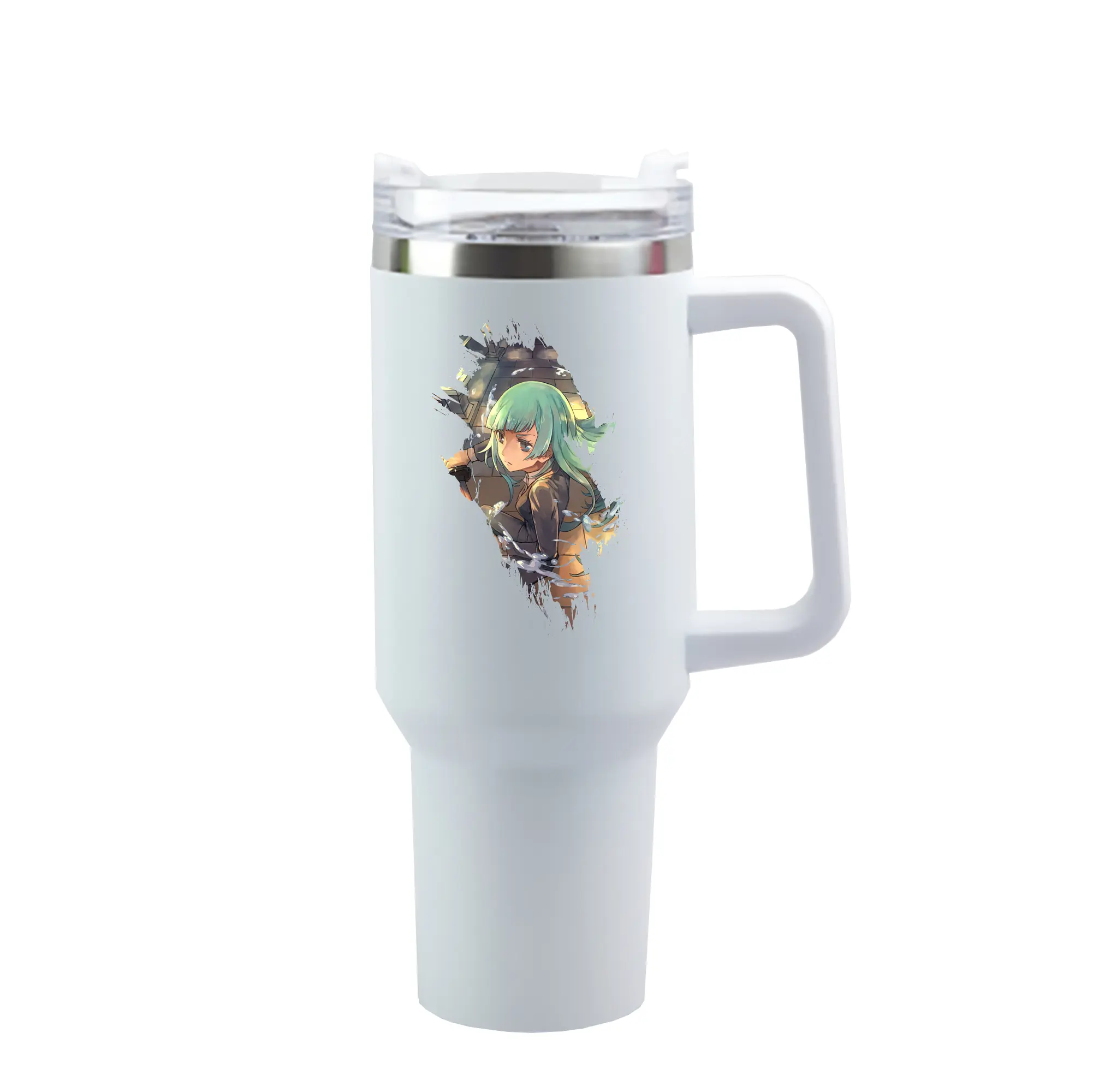 呪術廻戦 グッズ,三輪 霞 - 1200mL 車用タンブラー ・ クリスタルステッカー ・ 304ステンレス 内側 ・ 201ステンレス 外側 ・ 保温 保冷 ・ ハンドル＆ストロー付き ・ 通勤 ドライブ アウトドア用