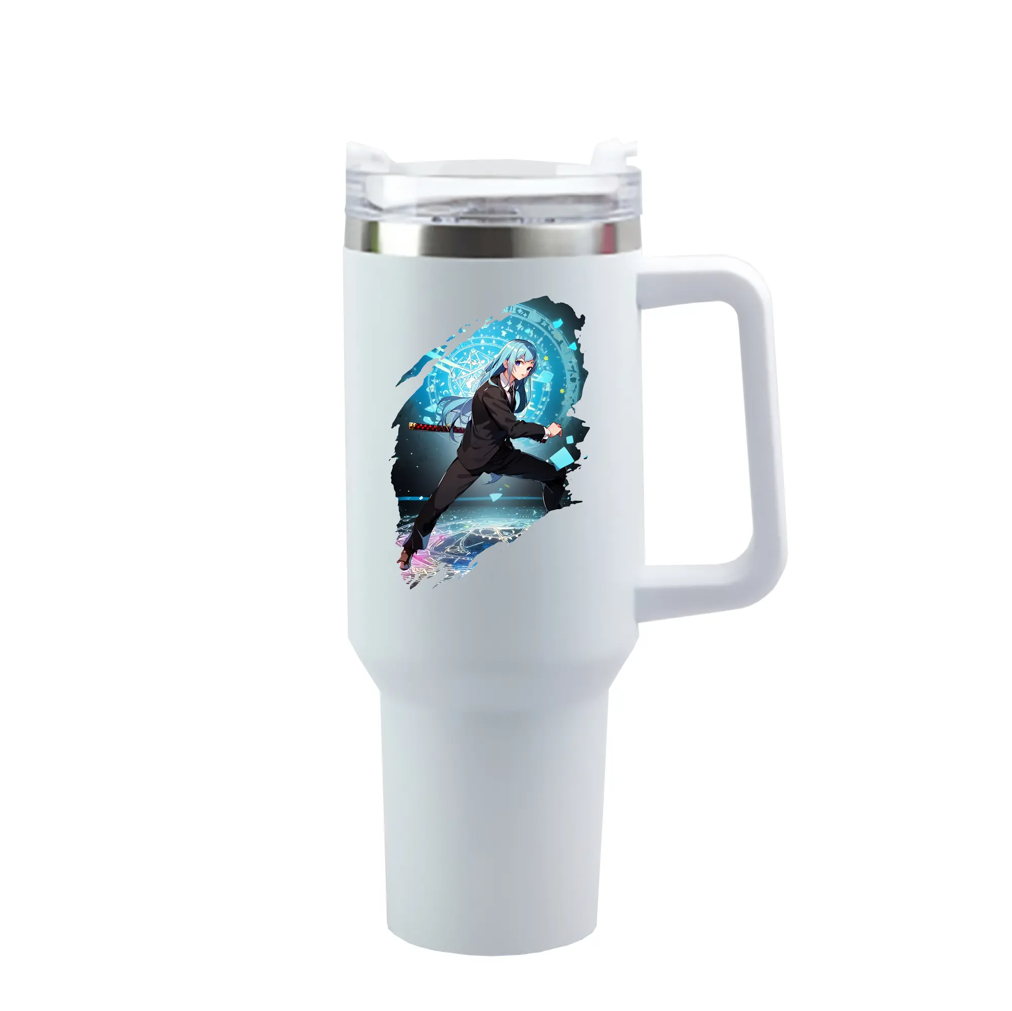 呪術廻戦 グッズ,三輪 霞 - 1200mL 車用タンブラー ・ クリスタルステッカー ・ 304ステンレス 内側 ・ 201ステンレス 外側 ・ 保温 保冷 ・ ハンドル＆ストロー付き ・ 通勤 ドライブ アウトドア用