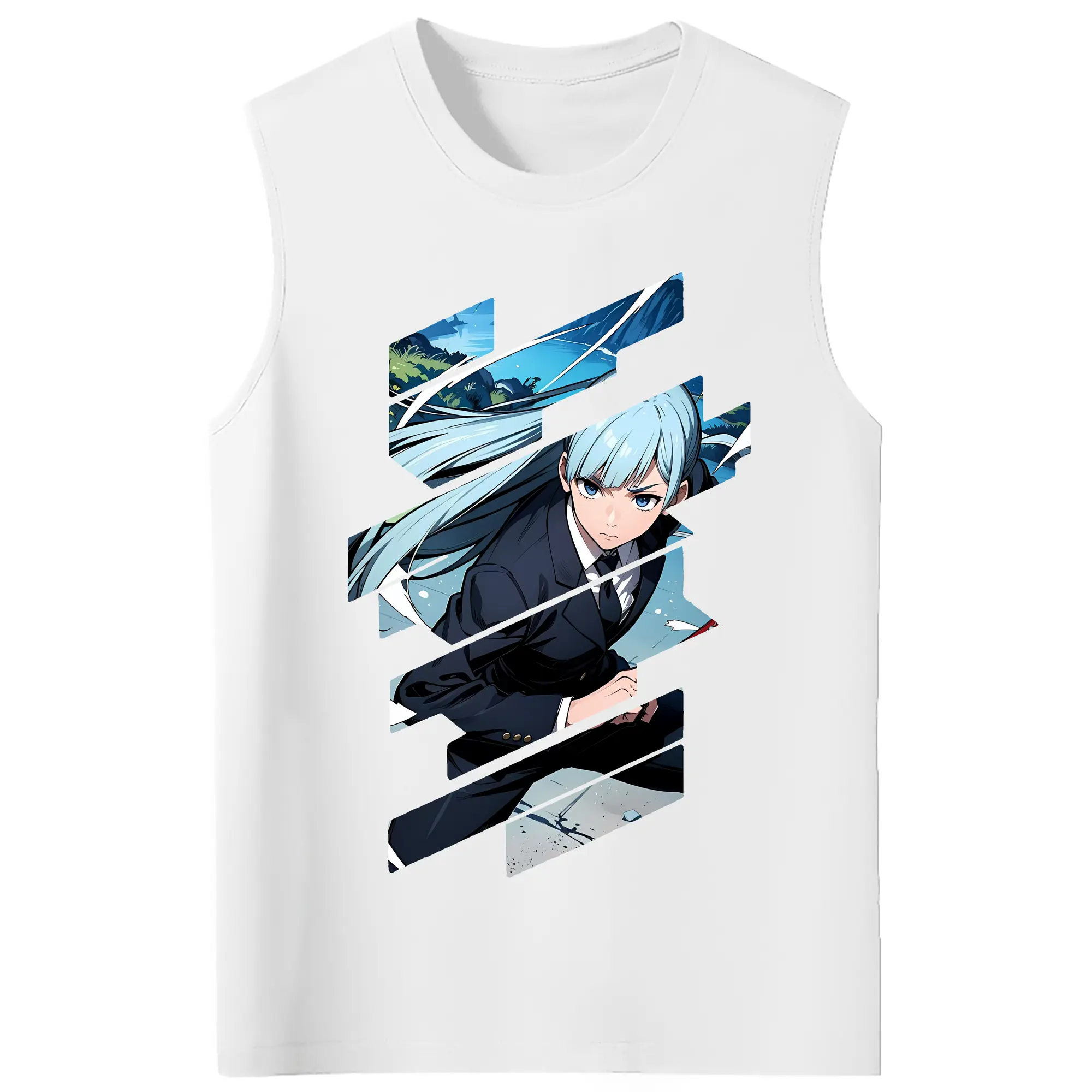 呪術廻戦 グッズ,三輪 霞 - コットン100％ タンクトップ ・ フロントプリント ・ タイトフィット ・ 快適 通気性 ・ スポーツ カジュアル 散歩用