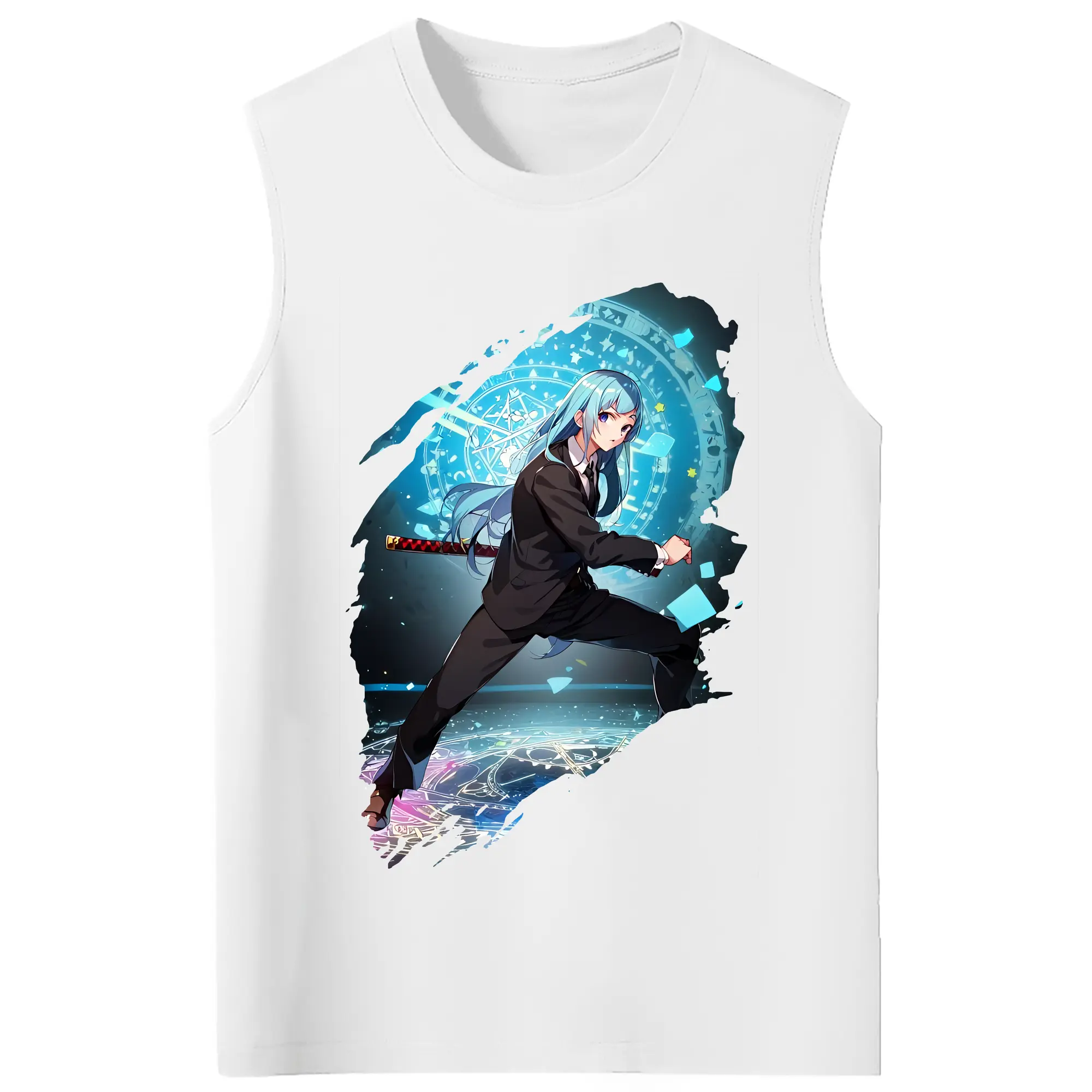 呪術廻戦 グッズ,三輪 霞 - コットン100％ タンクトップ ・ フロントプリント ・ タイトフィット ・ 快適 通気性 ・ スポーツ カジュアル 散歩用