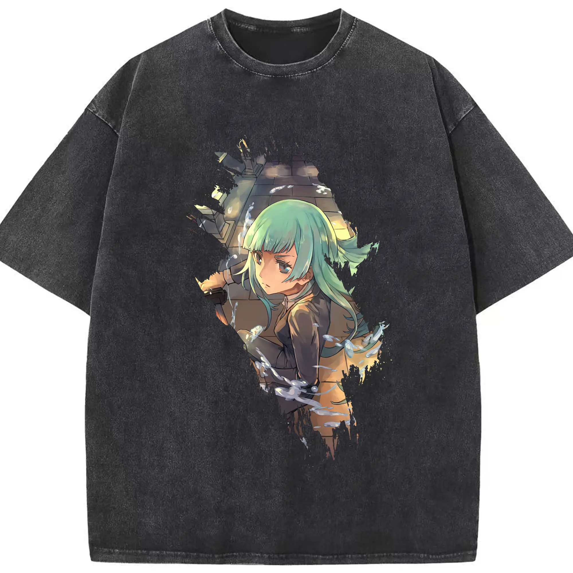 呪術廻戦 グッズ,三輪 霞 - 綿100％ ヴィンテージ風 半袖Tシャツ ・ フロントプリント ・ 柔らか肌触り ・ 通気性 快適 ・ スポーツ カジュアル 外出用