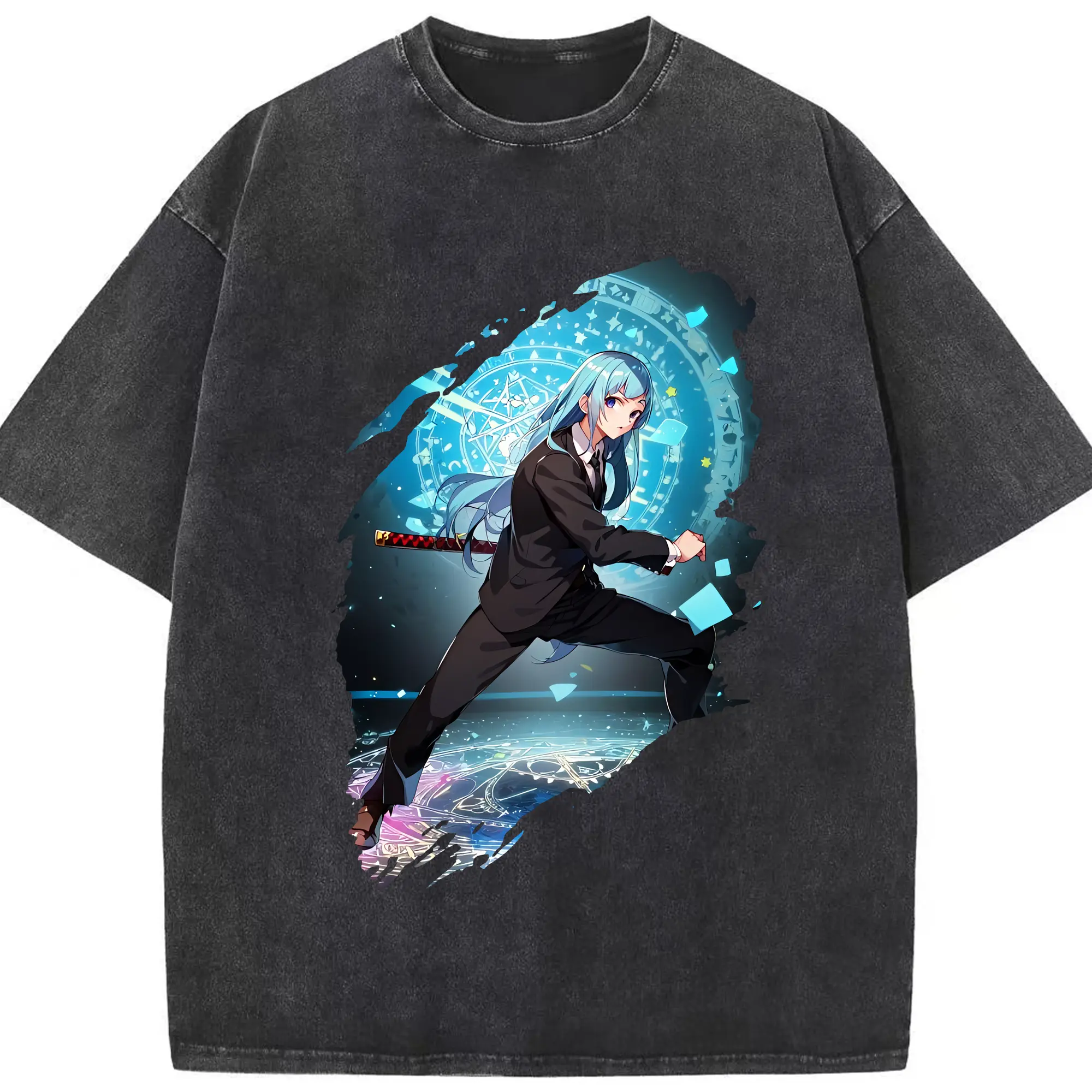 呪術廻戦 グッズ,三輪 霞 - 綿100％ ヴィンテージ風 半袖Tシャツ ・ フロントプリント ・ 柔らか肌触り ・ 通気性 快適 ・ スポーツ カジュアル 外出用