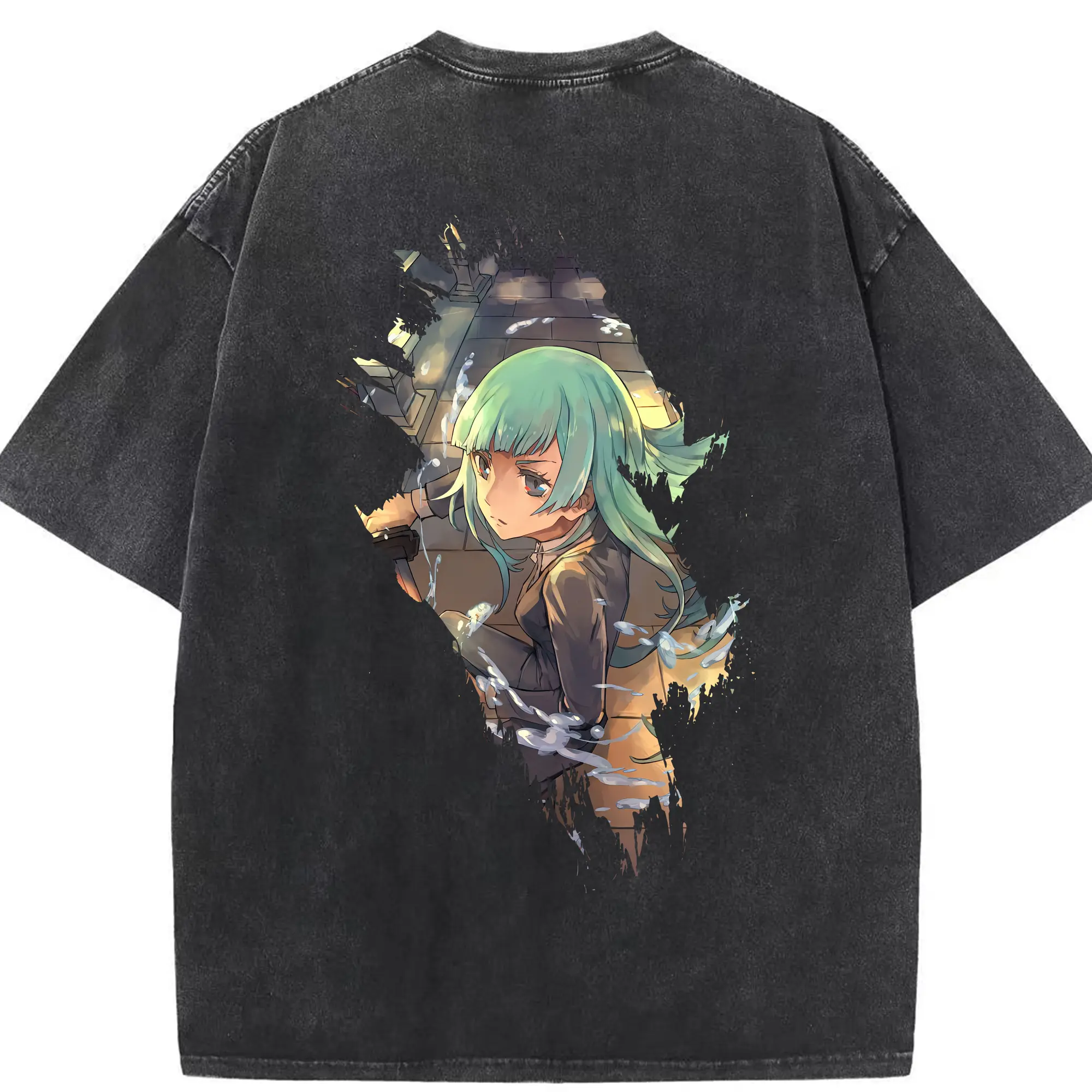 呪術廻戦 グッズ,三輪 霞 - 綿100％ ヴィンテージ風 半袖Tシャツ ・ 背面プリント ・ 柔らか肌触り ・ 通気性 快適 ・ スポーツ カジュアル 外出用