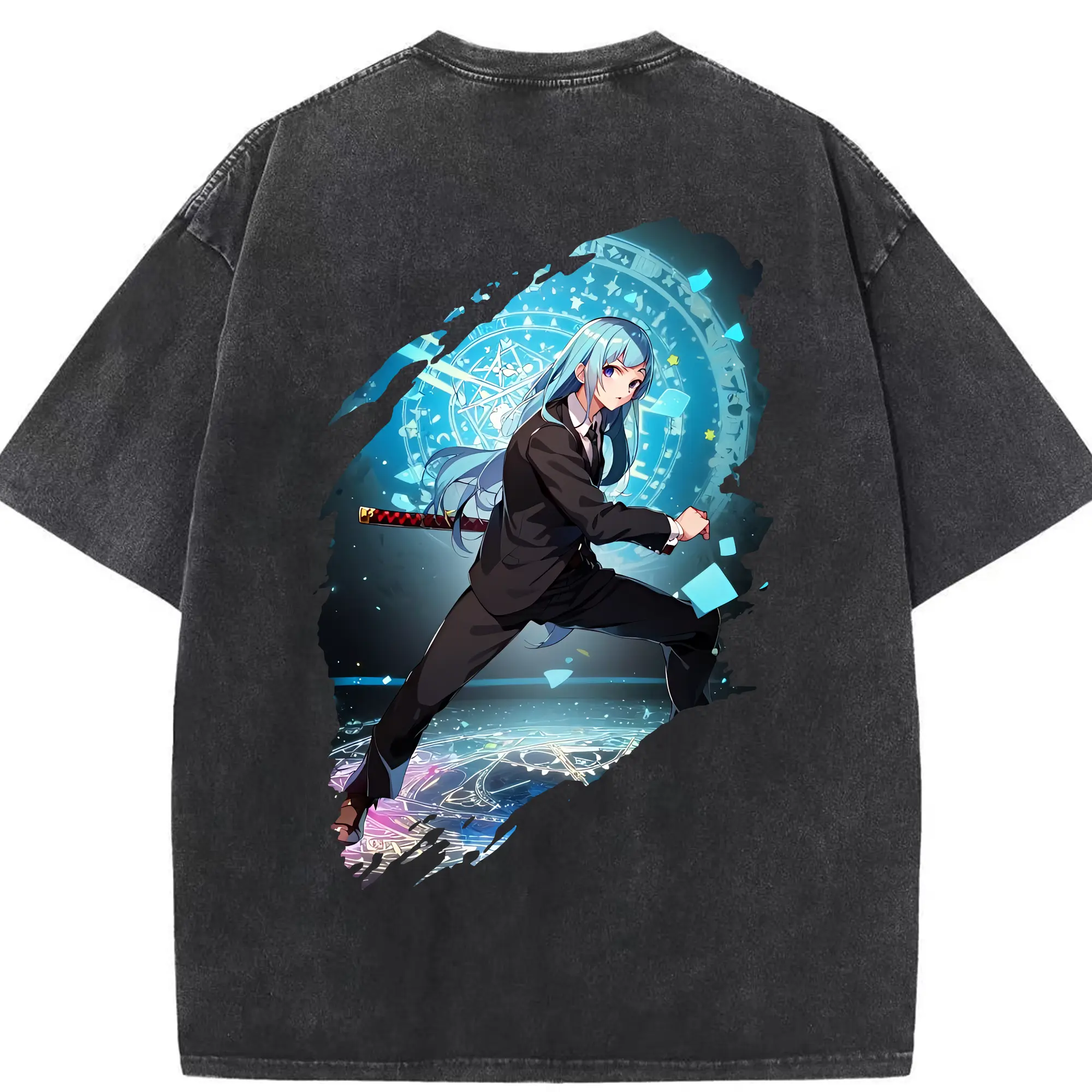 呪術廻戦 グッズ,三輪 霞 - 綿100％ ヴィンテージ風 半袖Tシャツ ・ 背面プリント ・ 柔らか肌触り ・ 通気性 快適 ・ スポーツ カジュアル 外出用