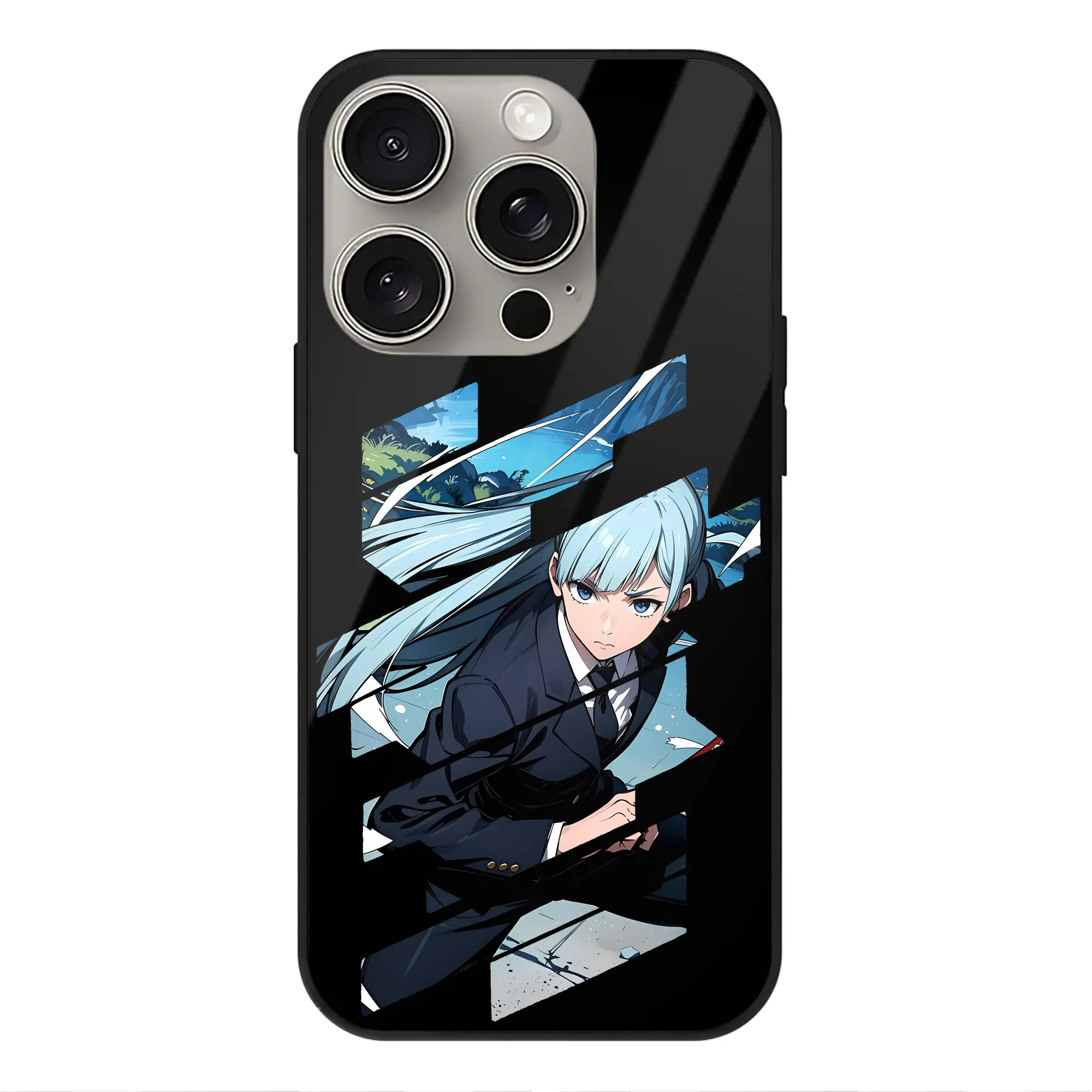 呪術廻戦 グッズ,三輪 霞 - IPhone15Pro対応 ・ スマホケース ・ 背面ガラス ・ TPU+強化ガラス ・ 耐衝撃 ・ 黄変防止 ・ ワイヤレス充電対応 ・ 3D立体ボタン