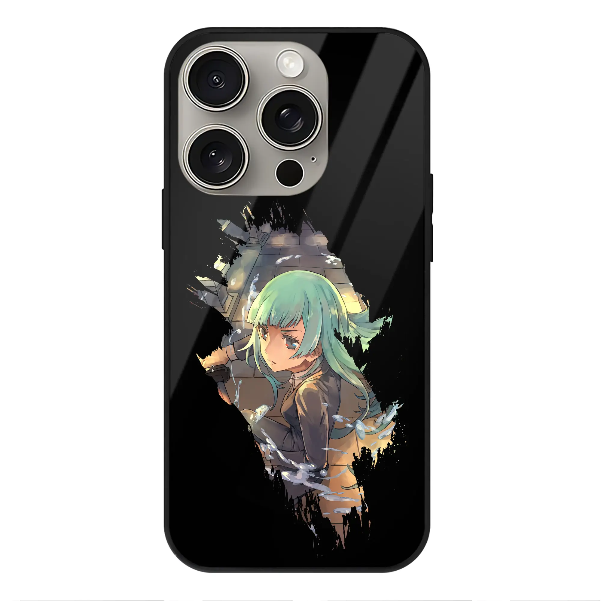 呪術廻戦 グッズ,三輪 霞 - IPhone15Pro対応 ・ スマホケース ・ 背面ガラス ・ TPU+強化ガラス ・ 耐衝撃 ・ 黄変防止 ・ ワイヤレス充電対応 ・ 3D立体ボタン