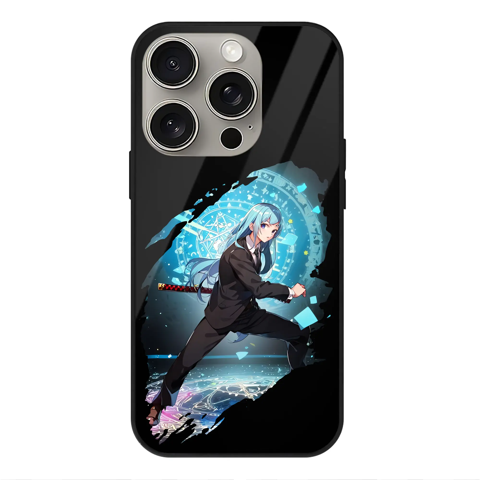 呪術廻戦 グッズ,三輪 霞 - IPhone15Pro対応 ・ スマホケース ・ 背面ガラス ・ TPU+強化ガラス ・ 耐衝撃 ・ 黄変防止 ・ ワイヤレス充電対応 ・ 3D立体ボタン