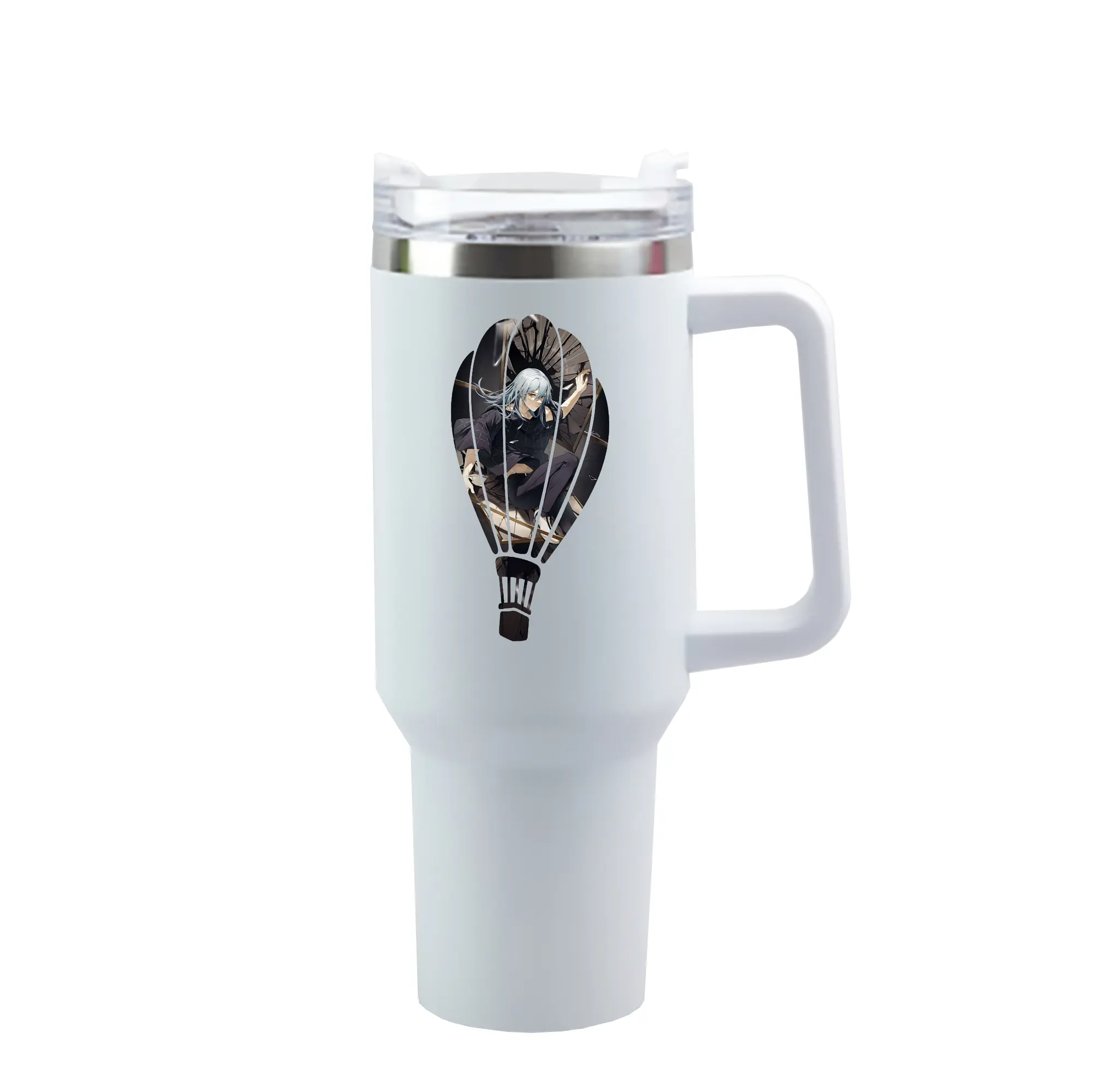 呪術廻戦 グッズ,真人 - 1200mL 車用タンブラー ・ クリスタルステッカー ・ 304ステンレス 内側 ・ 201ステンレス 外側 ・ 保温 保冷 ・ ハンドル＆ストロー付き ・ 通勤 ドライブ アウトドア用
