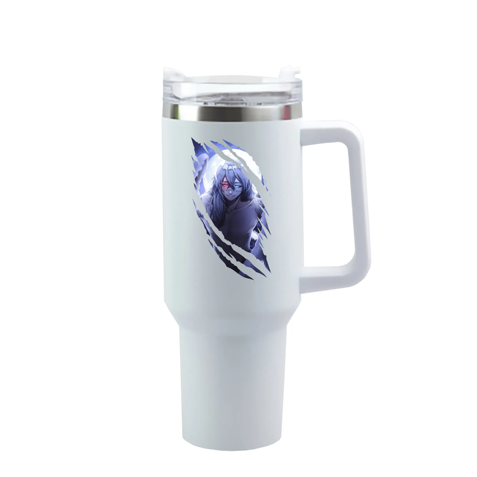 呪術廻戦 グッズ,真人 - 1200mL 車用タンブラー ・ クリスタルステッカー ・ 304ステンレス 内側 ・ 201ステンレス 外側 ・ 保温 保冷 ・ ハンドル＆ストロー付き ・ 通勤 ドライブ アウトドア用