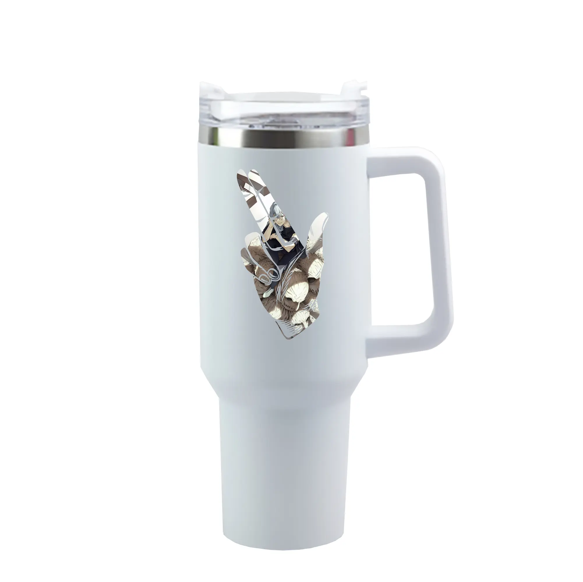 呪術廻戦 グッズ,真人 - 1200mL 車用タンブラー ・ クリスタルステッカー ・ 304ステンレス 内側 ・ 201ステンレス 外側 ・ 保温 保冷 ・ ハンドル＆ストロー付き ・ 通勤 ドライブ アウトドア用