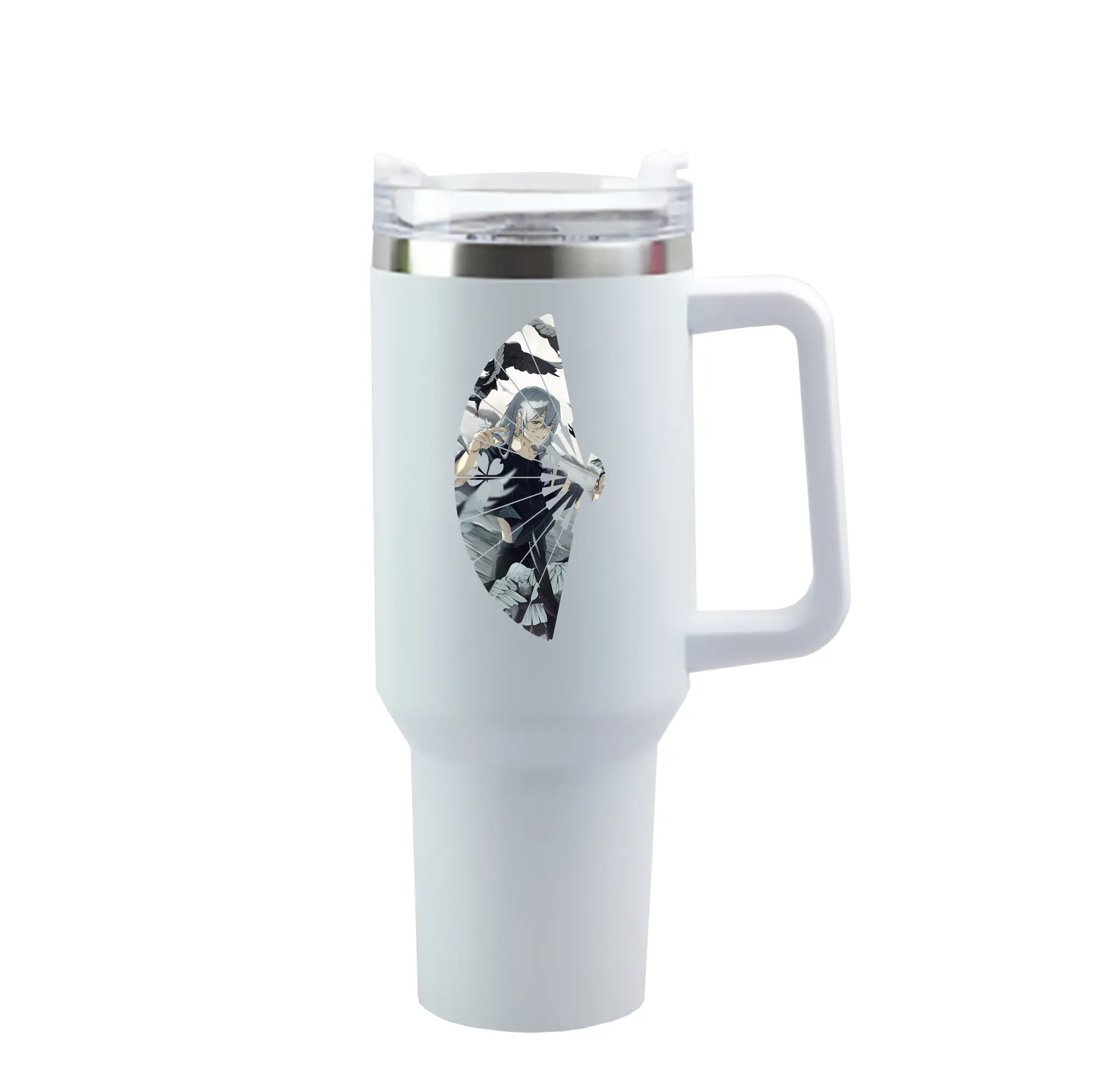 呪術廻戦 グッズ,真人 - 1200mL 車用タンブラー ・ クリスタルステッカー ・ 304ステンレス 内側 ・ 201ステンレス 外側 ・ 保温 保冷 ・ ハンドル＆ストロー付き ・ 通勤 ドライブ アウトドア用