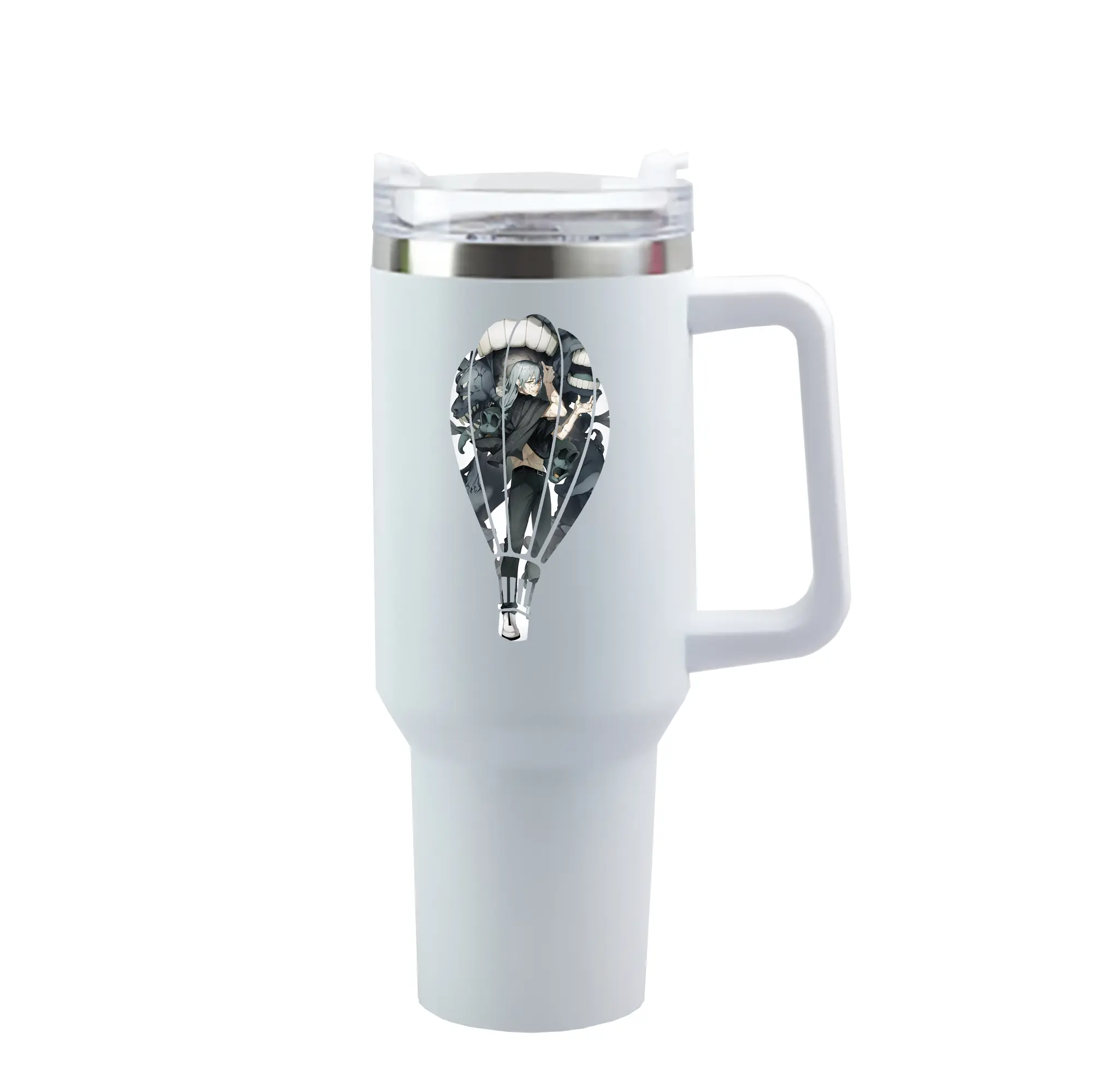 呪術廻戦 グッズ,真人 - 1200mL 車用タンブラー ・ クリスタルステッカー ・ 304ステンレス 内側 ・ 201ステンレス 外側 ・ 保温 保冷 ・ ハンドル＆ストロー付き ・ 通勤 ドライブ アウトドア用
