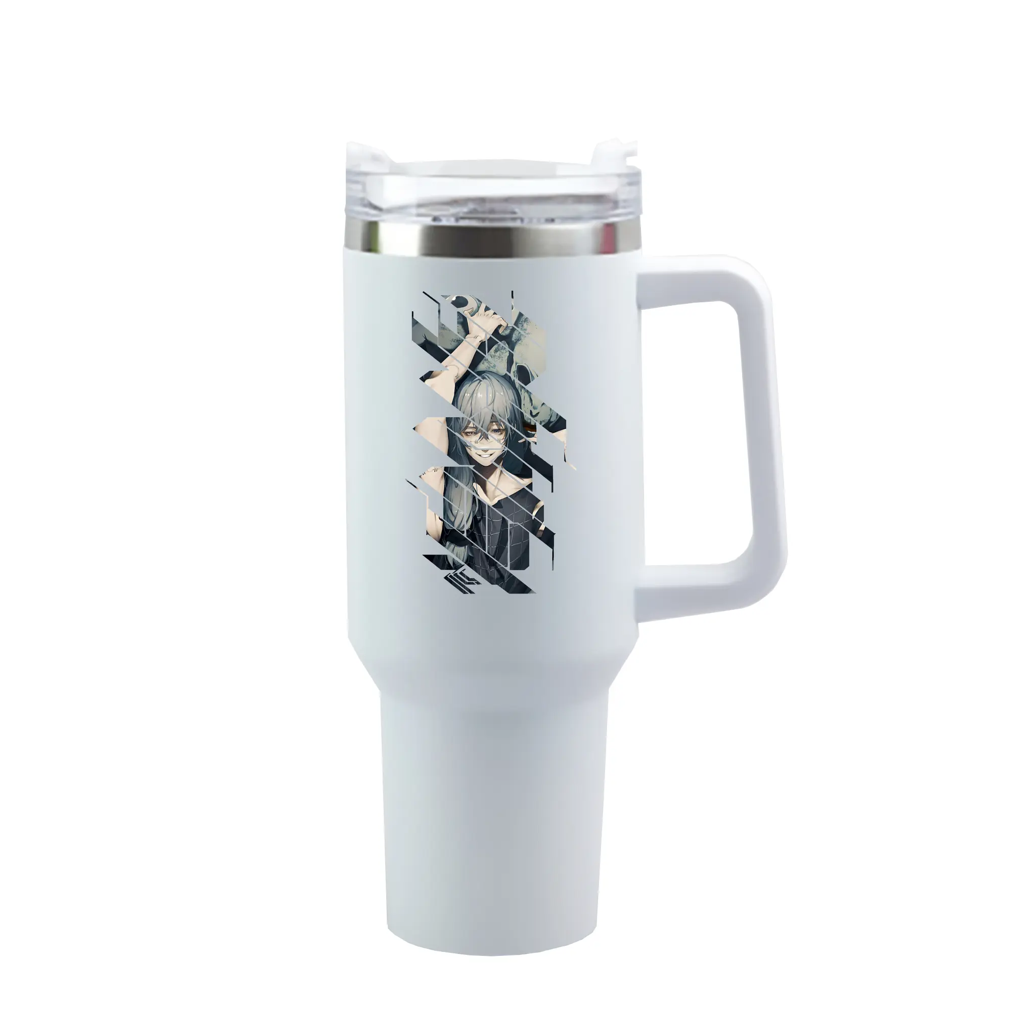 呪術廻戦 グッズ,真人 - 1200mL 車用タンブラー ・ クリスタルステッカー ・ 304ステンレス 内側 ・ 201ステンレス 外側 ・ 保温 保冷 ・ ハンドル＆ストロー付き ・ 通勤 ドライブ アウトドア用