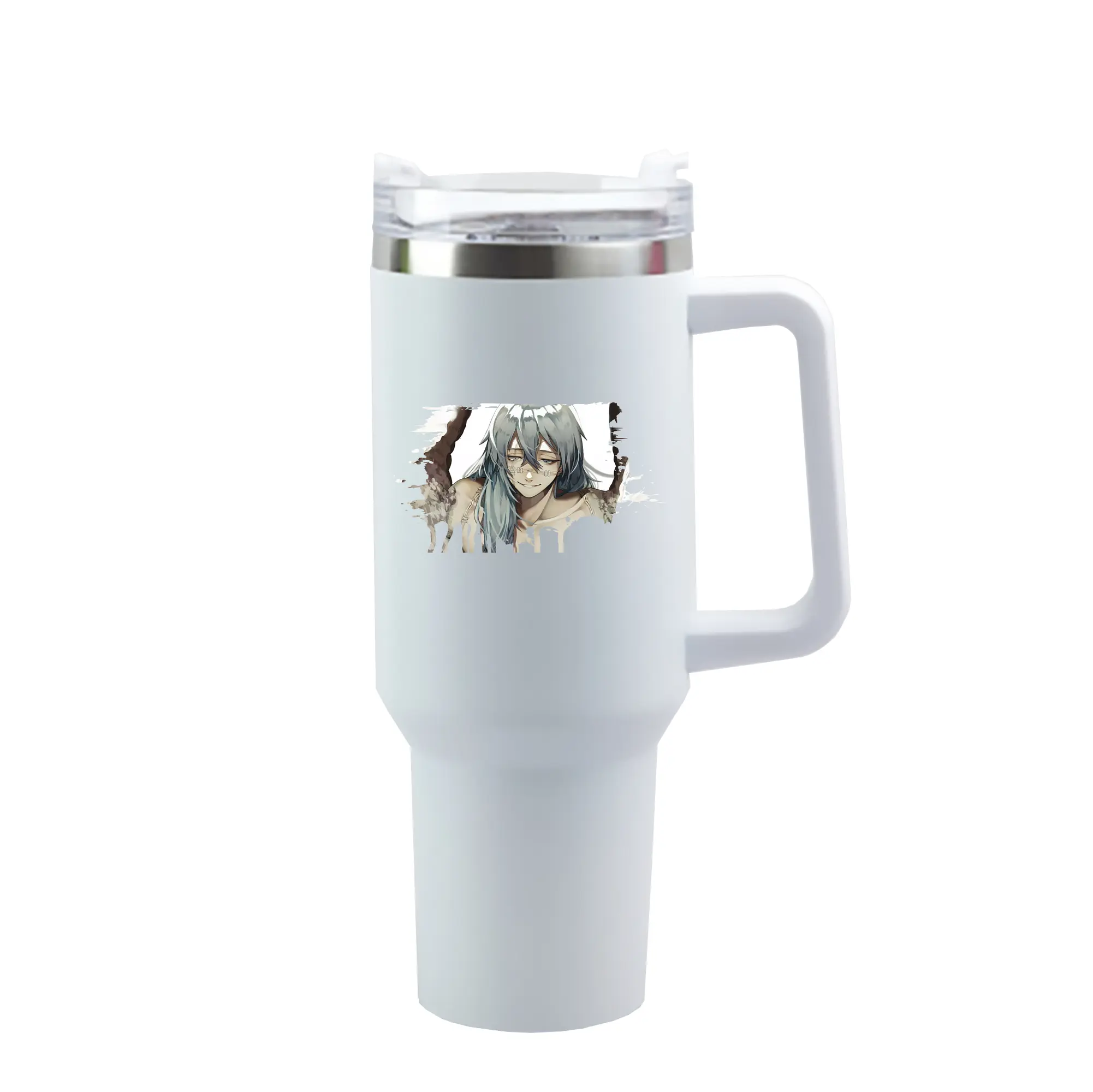 呪術廻戦 グッズ,真人 - 1200mL 車用タンブラー ・ クリスタルステッカー ・ 304ステンレス 内側 ・ 201ステンレス 外側 ・ 保温 保冷 ・ ハンドル＆ストロー付き ・ 通勤 ドライブ アウトドア用