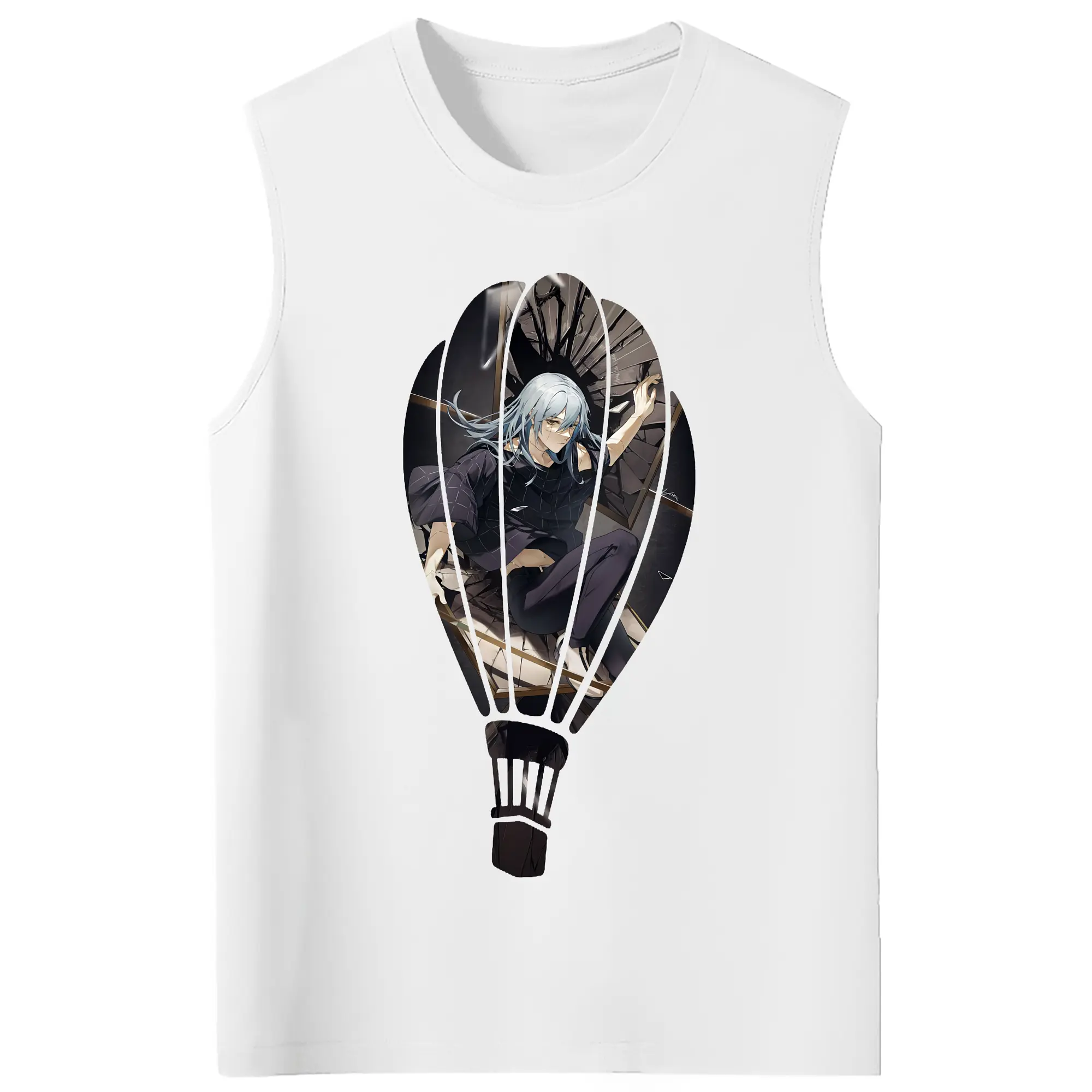 呪術廻戦 グッズ,真人 - コットン100％ タンクトップ ・ フロントプリント ・ タイトフィット ・ 快適 通気性 ・ スポーツ カジュアル 散歩用