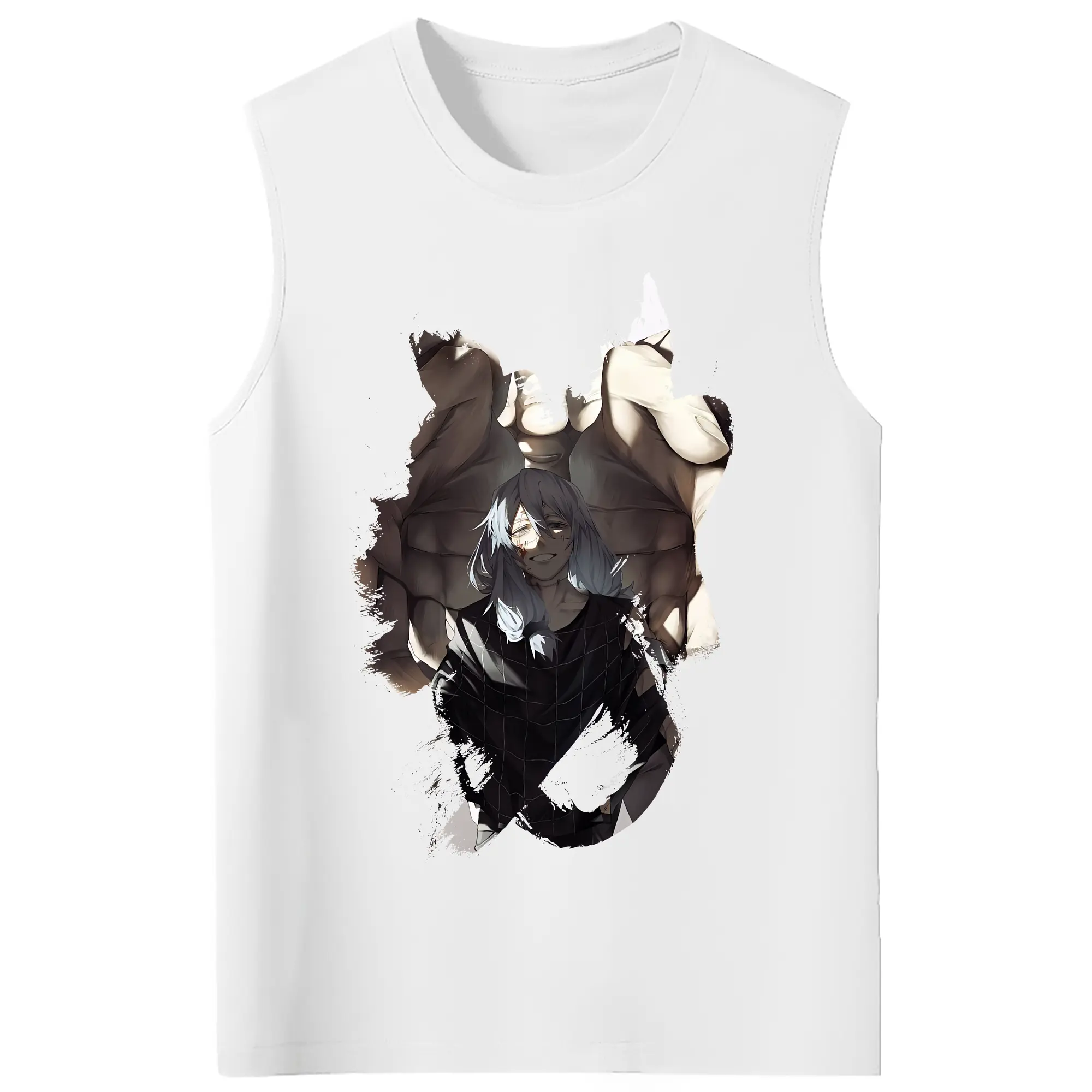 呪術廻戦 グッズ,真人 - コットン100％ タンクトップ ・ フロントプリント ・ タイトフィット ・ 快適 通気性 ・ スポーツ カジュアル 散歩用