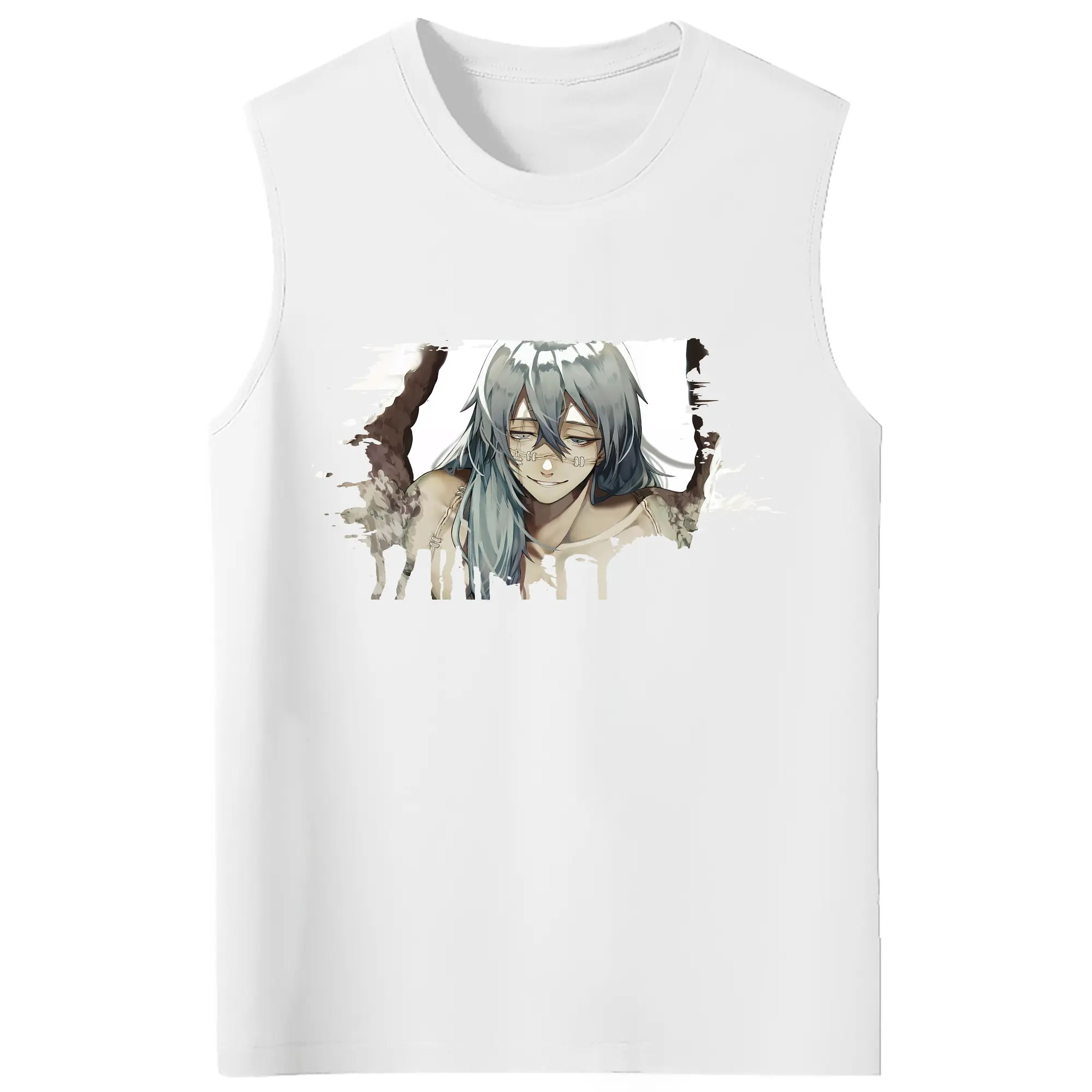 呪術廻戦 グッズ,真人 - コットン100％ タンクトップ ・ フロントプリント ・ タイトフィット ・ 快適 通気性 ・ スポーツ カジュアル 散歩用