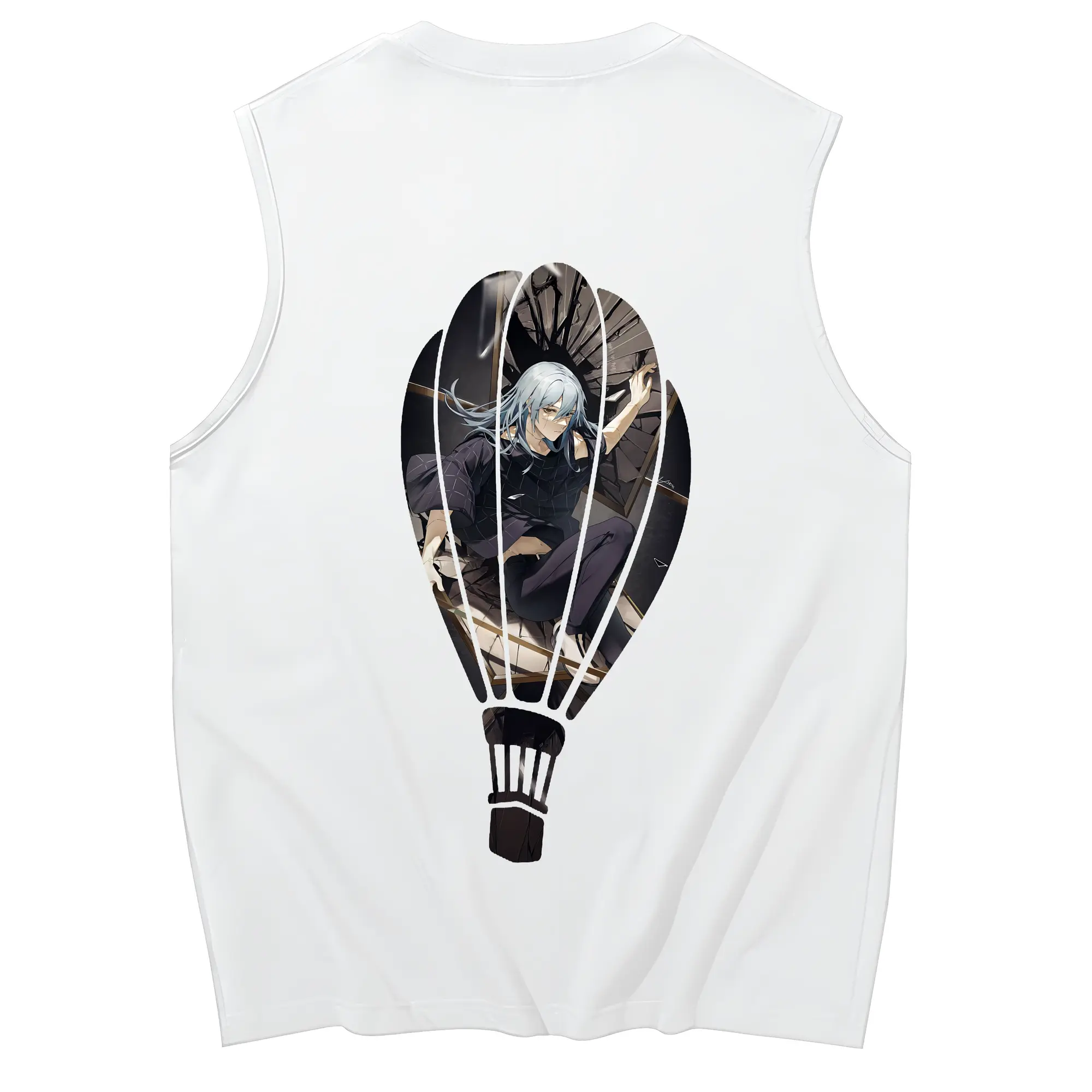 呪術廻戦 グッズ,真人 - コットン100％ タンクトップ ・ 背面プリント ・ タイトシルエット ・ 快適 通気性 ・ スポーツ カジュアル 散歩用