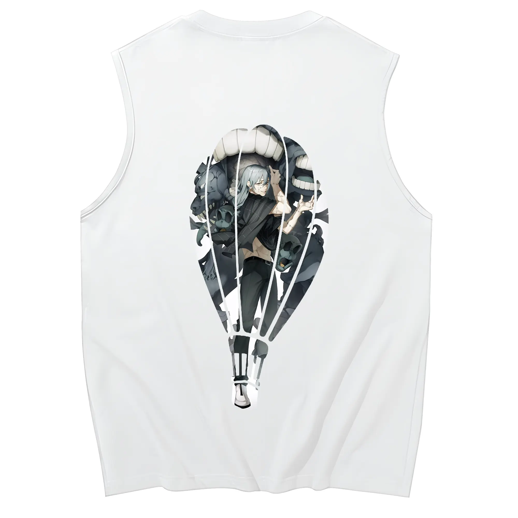 呪術廻戦 グッズ,真人 - コットン100％ タンクトップ ・ 背面プリント ・ タイトシルエット ・ 快適 通気性 ・ スポーツ カジュアル 散歩用